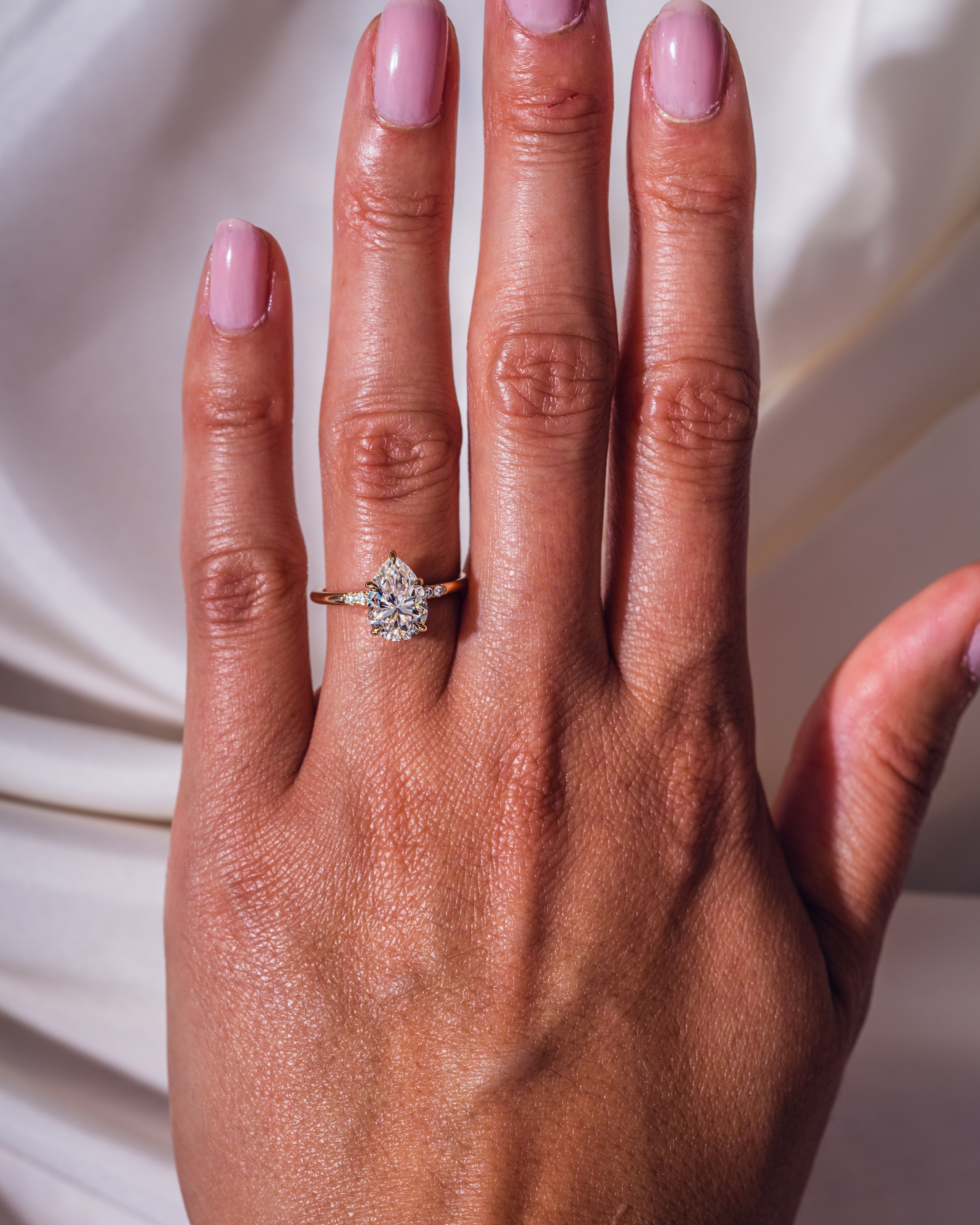 1.93-3.93 CT Pear E/VS2CVD Diamond Hidden Halo Engagement Ring - Camila Brown