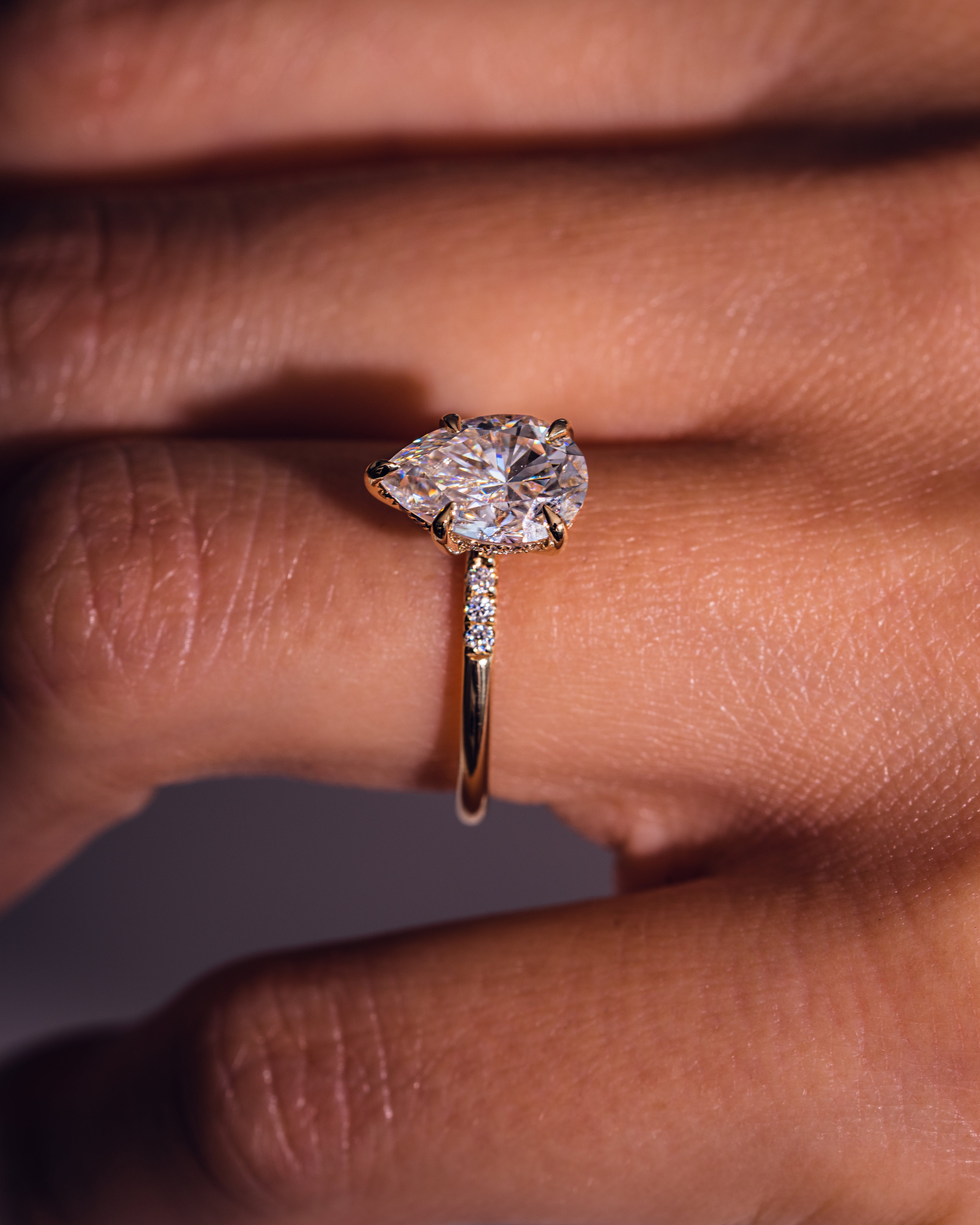 1.93-3.93 CT Pear E/VS2CVD Diamond Hidden Halo Engagement Ring - Camila Brown