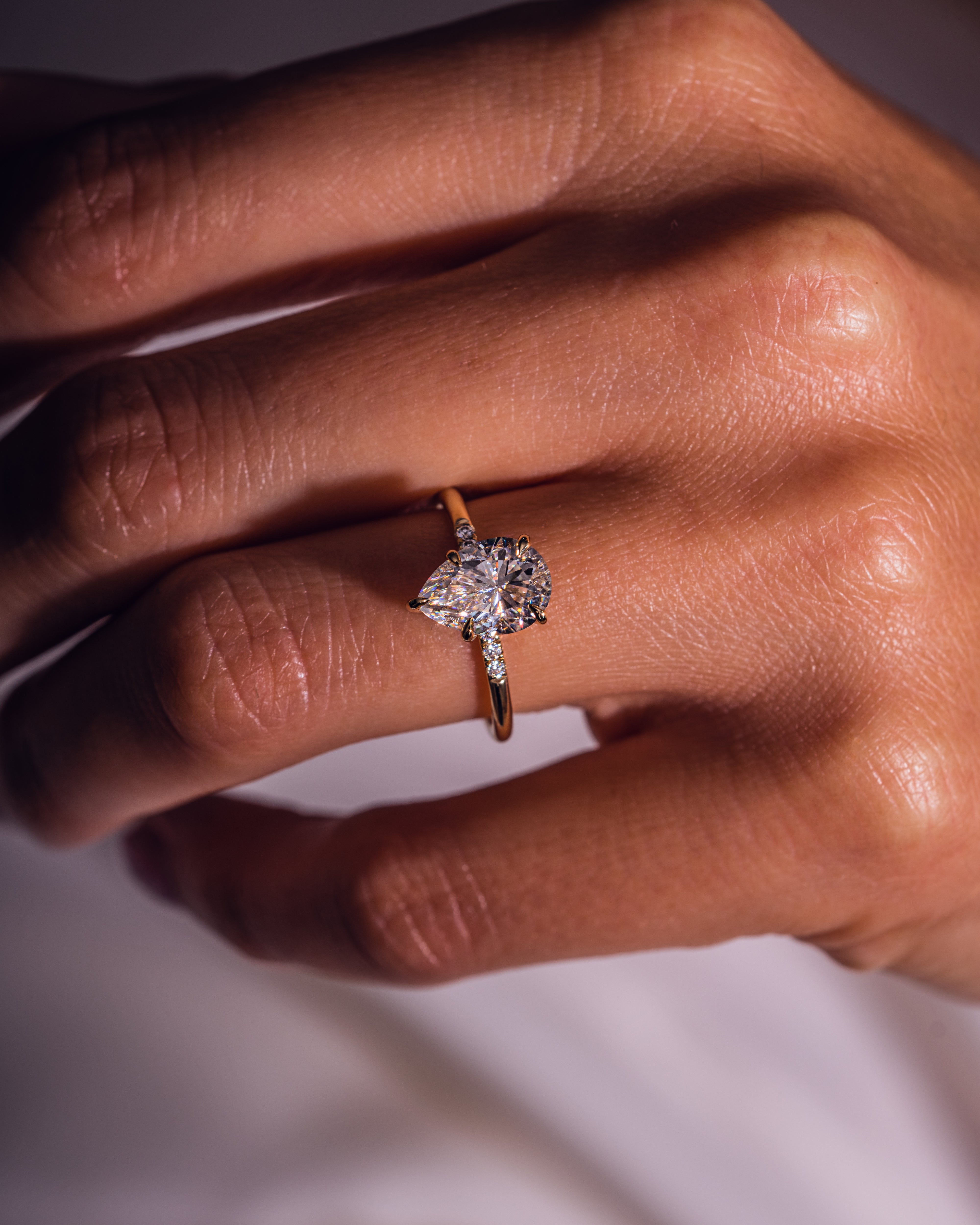 1.93-3.93 CT Pear E/VS2CVD Diamond Hidden Halo Engagement Ring - Camila Brown