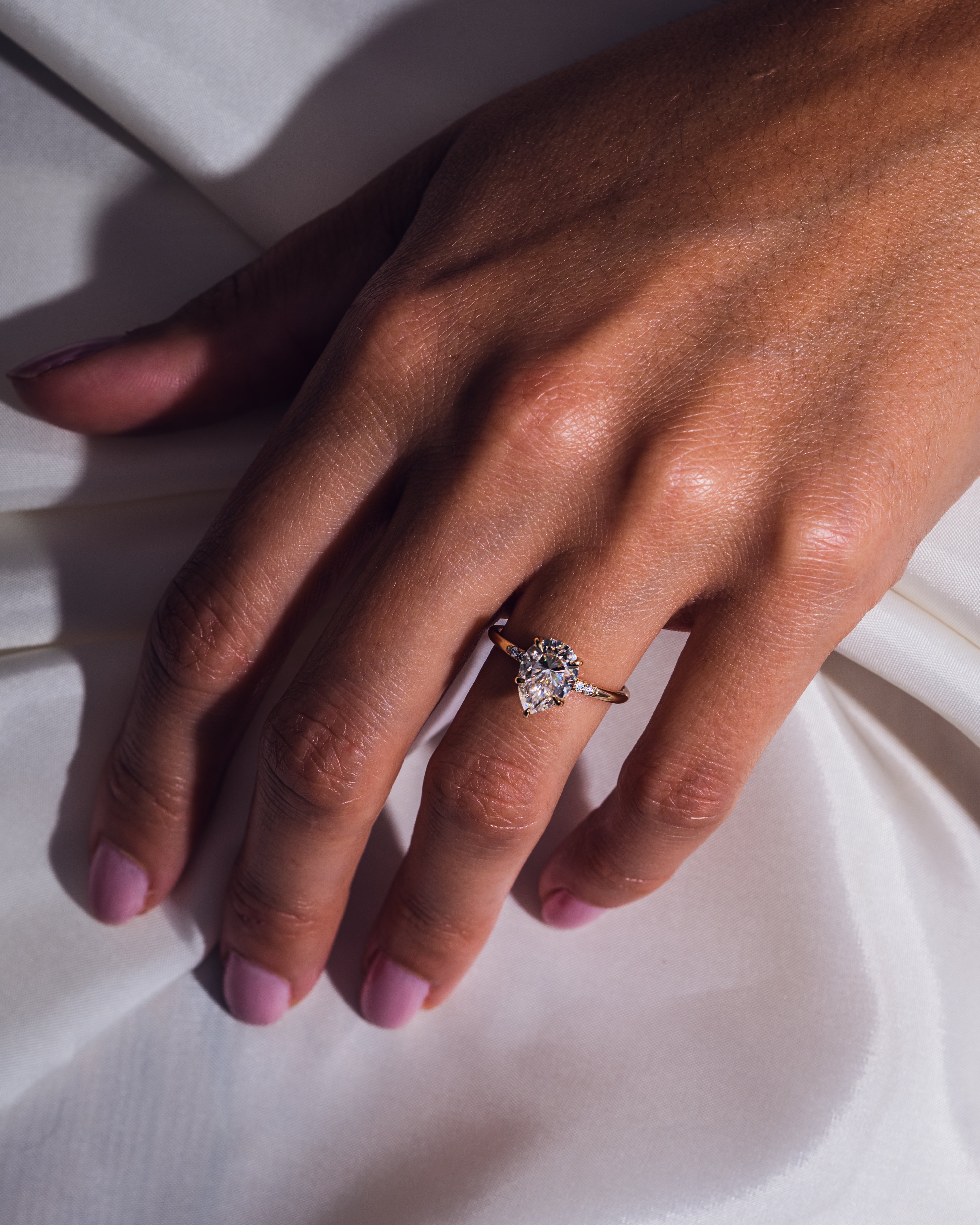 1.93-3.93 CT Pear E/VS2CVD Diamond Hidden Halo Engagement Ring - Camila Brown