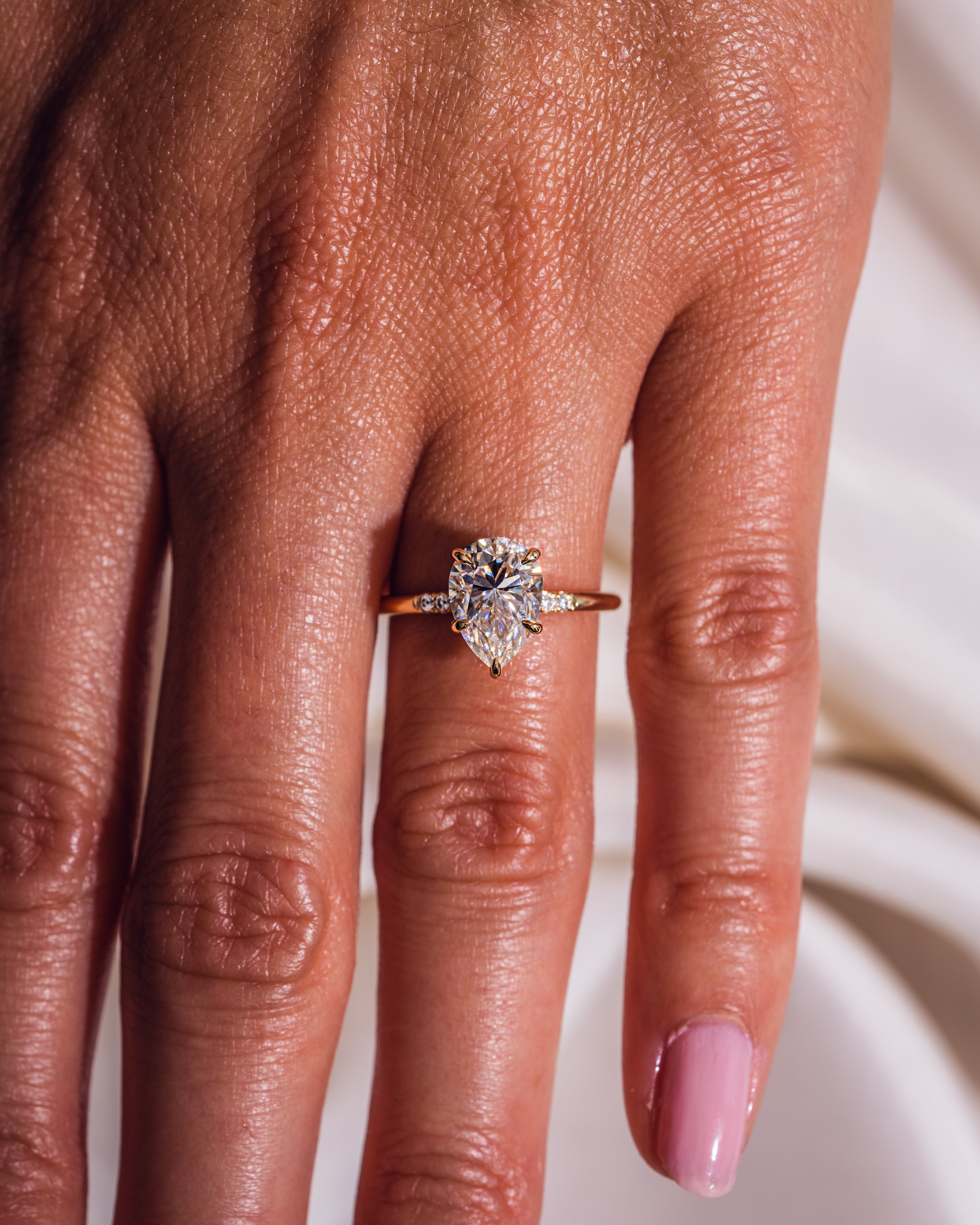 1.93-3.93 CT Pear E/VS2CVD Diamond Hidden Halo Engagement Ring - Camila Brown