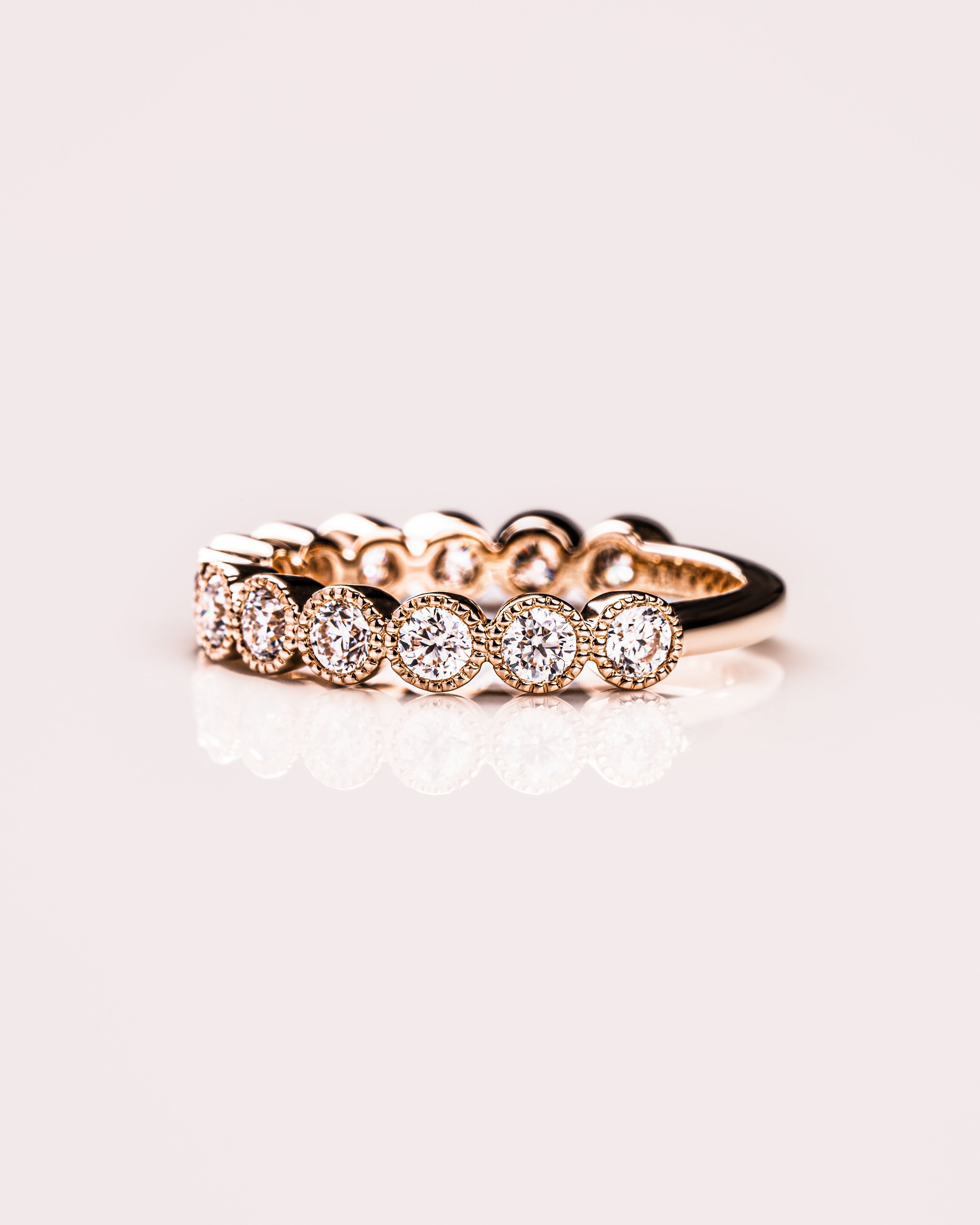 0.70 TCW Round CVD Diamond Milgrain Style Half Eternity Wedding Band - Camila Brown