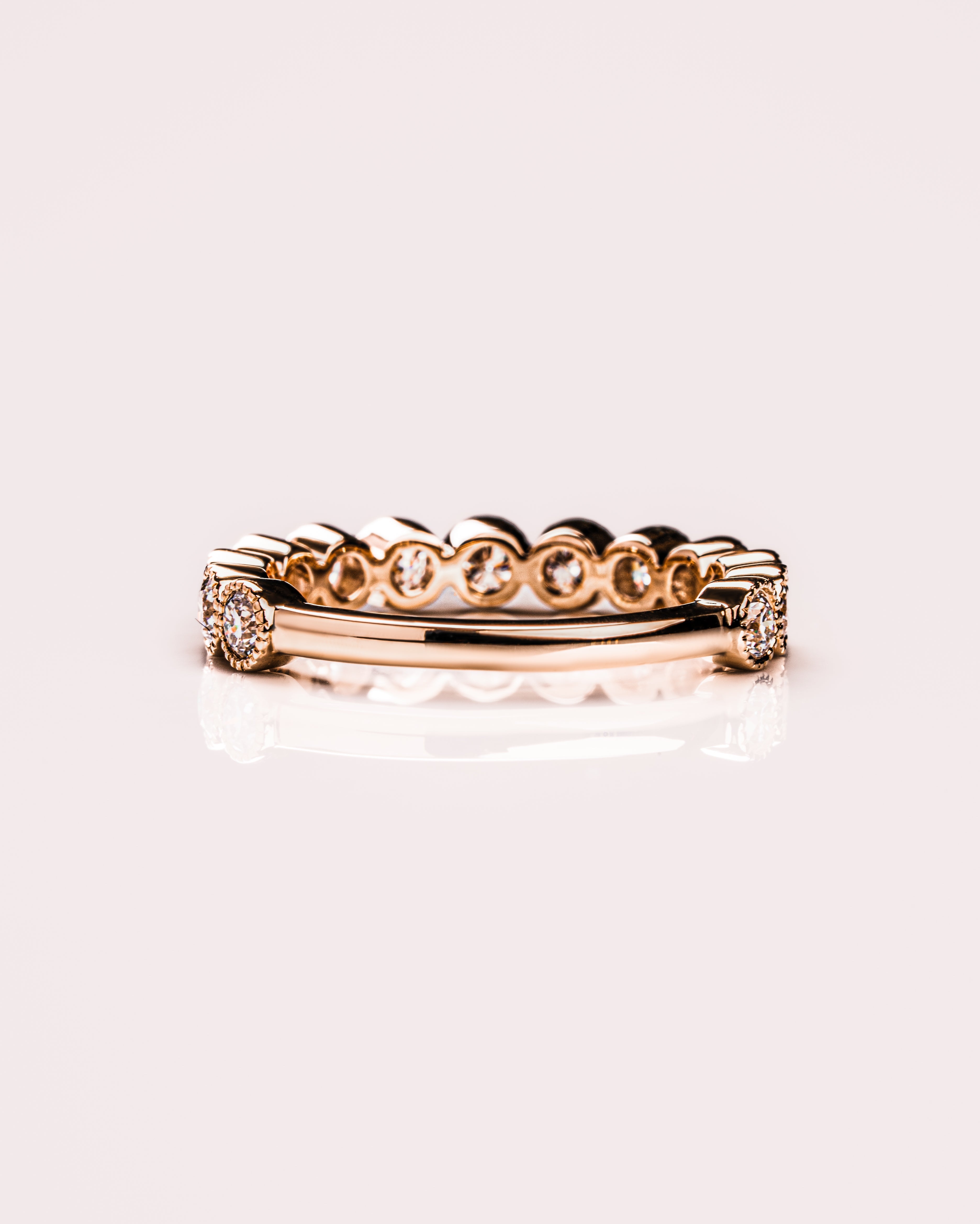 0.70 TCW Round CVD Diamond Milgrain Style Half Eternity Wedding Band - Camila Brown
