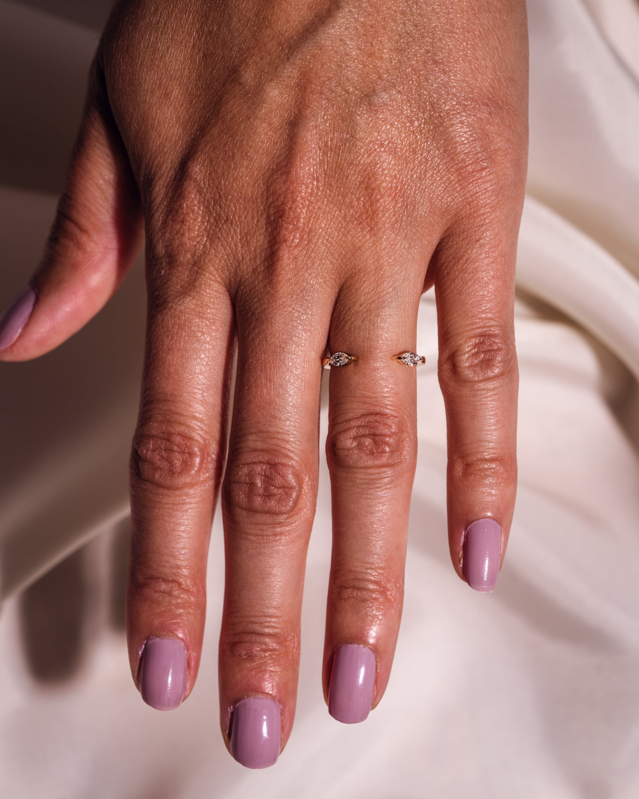 0.34 TCW Marquise CVD Diamond Open Wedding Band - Camila Brown