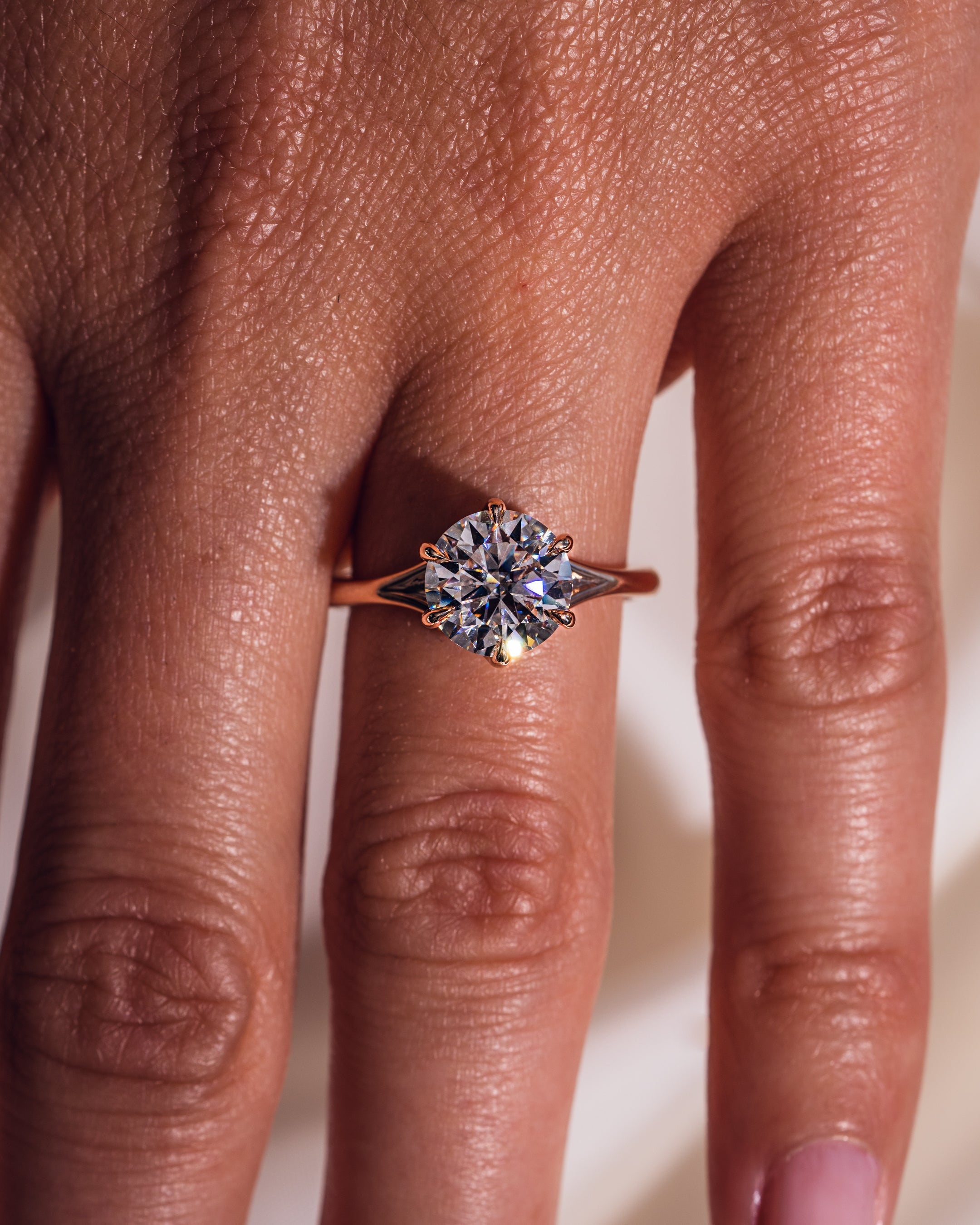 1.90 CT Round F/VS2 CVD Diamond Solitaire Split Shank Style Engagement Ring - Camila Brown