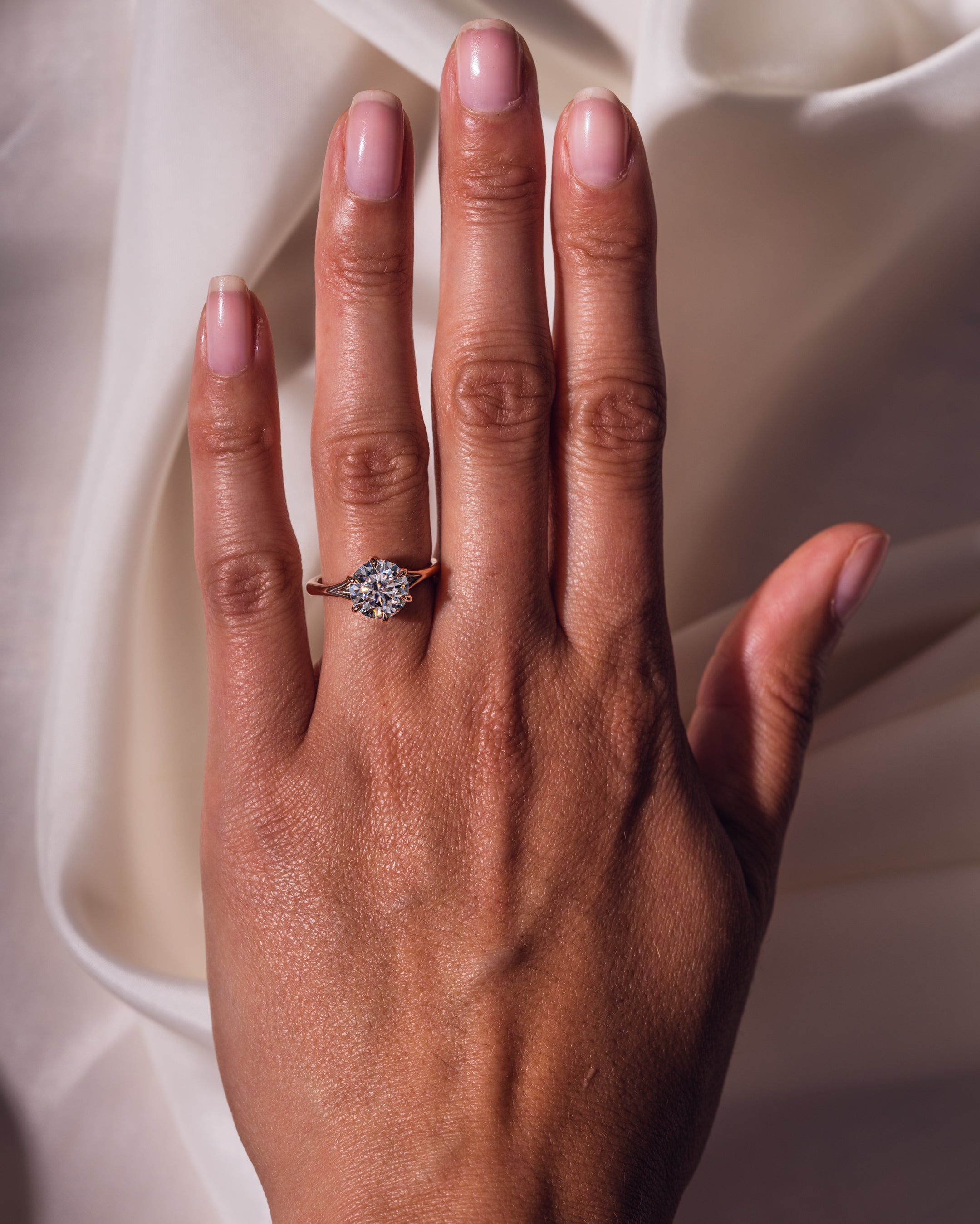 1.90 CT Round F/VS2 CVD Diamond Solitaire Split Shank Style Engagement Ring - Camila Brown