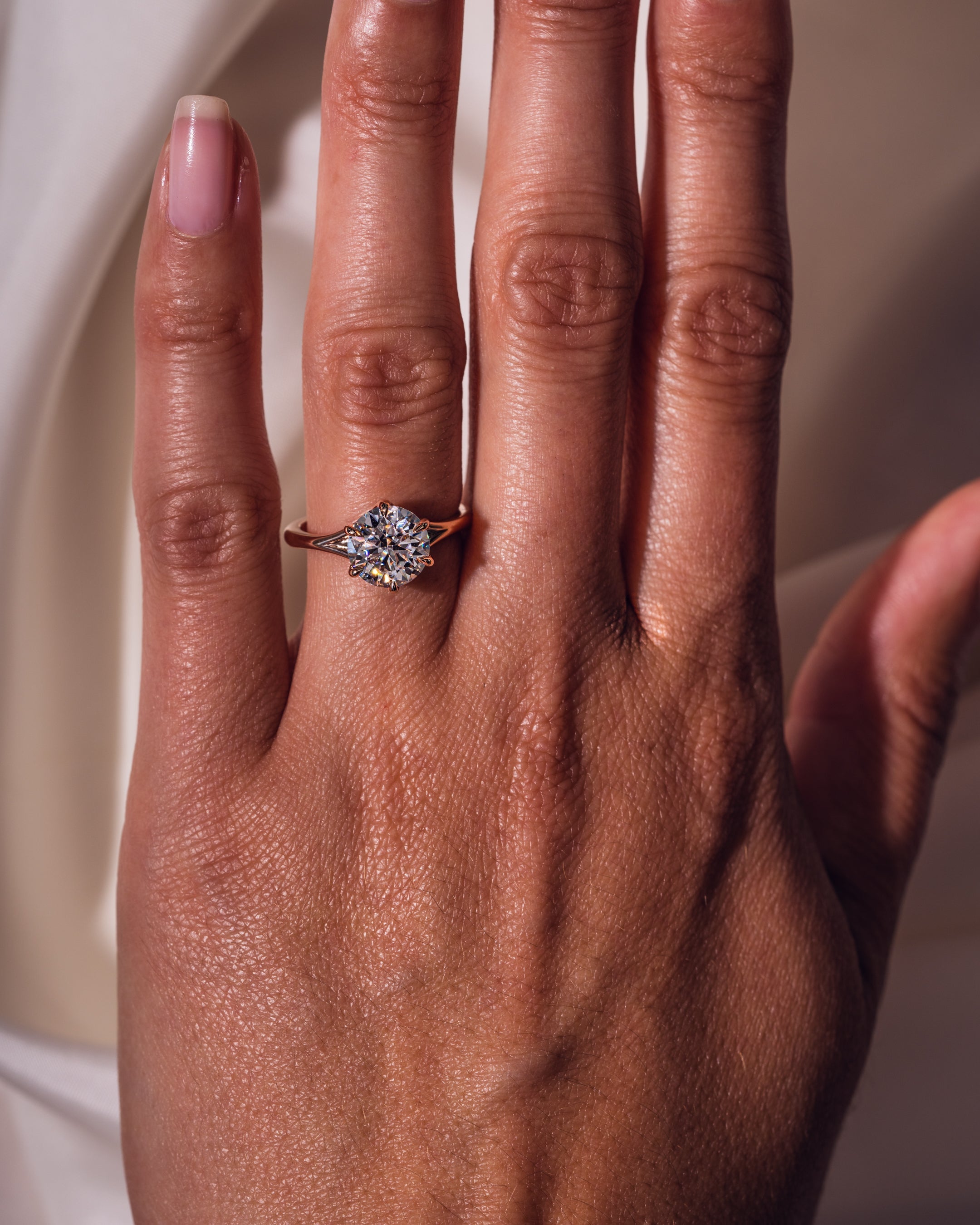 1.90 CT Round F/VS2 CVD Diamond Solitaire Split Shank Style Engagement Ring - Camila Brown