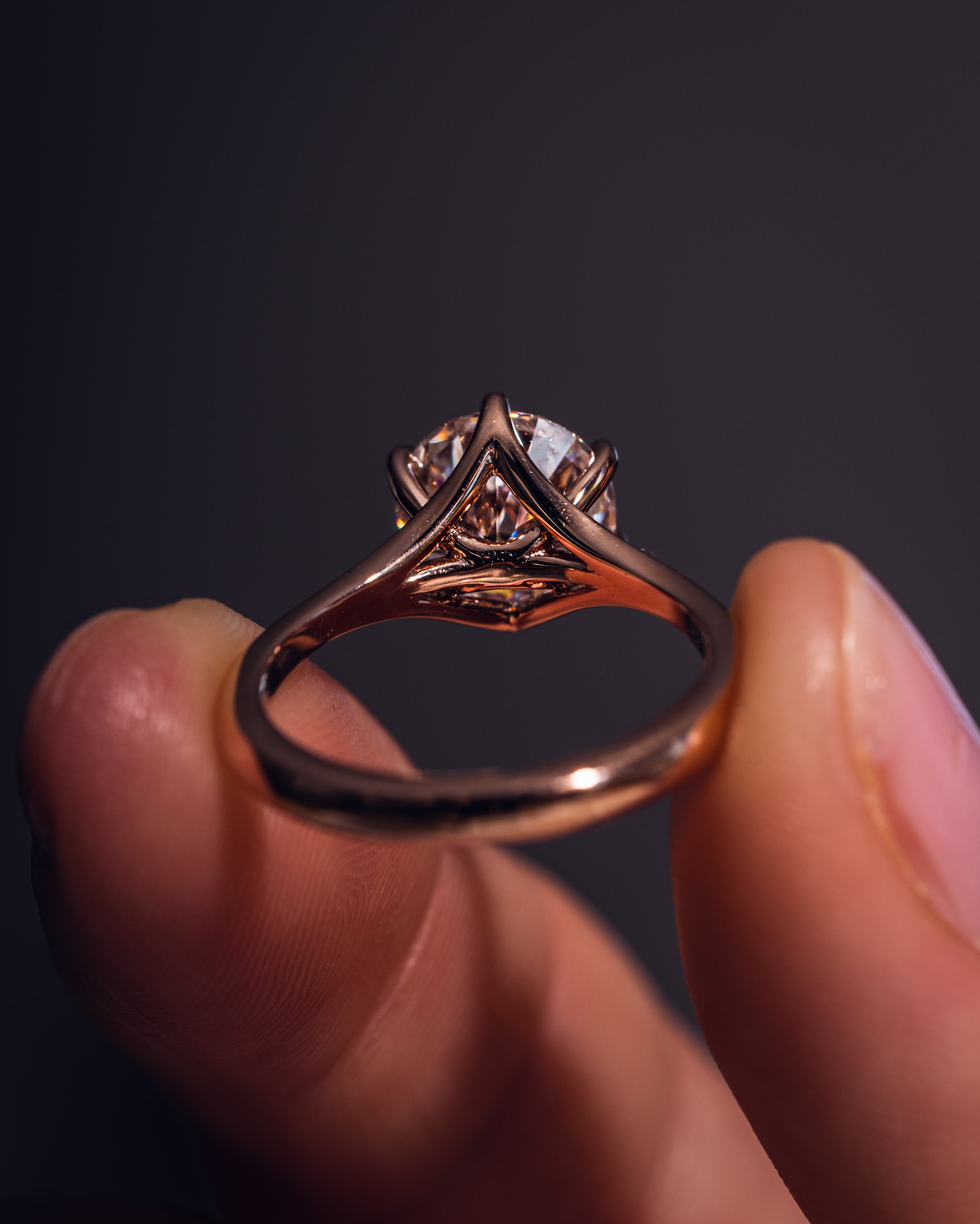 1.90 CT Round F/VS2 CVD Diamond Solitaire Split Shank Style Engagement Ring - Camila Brown