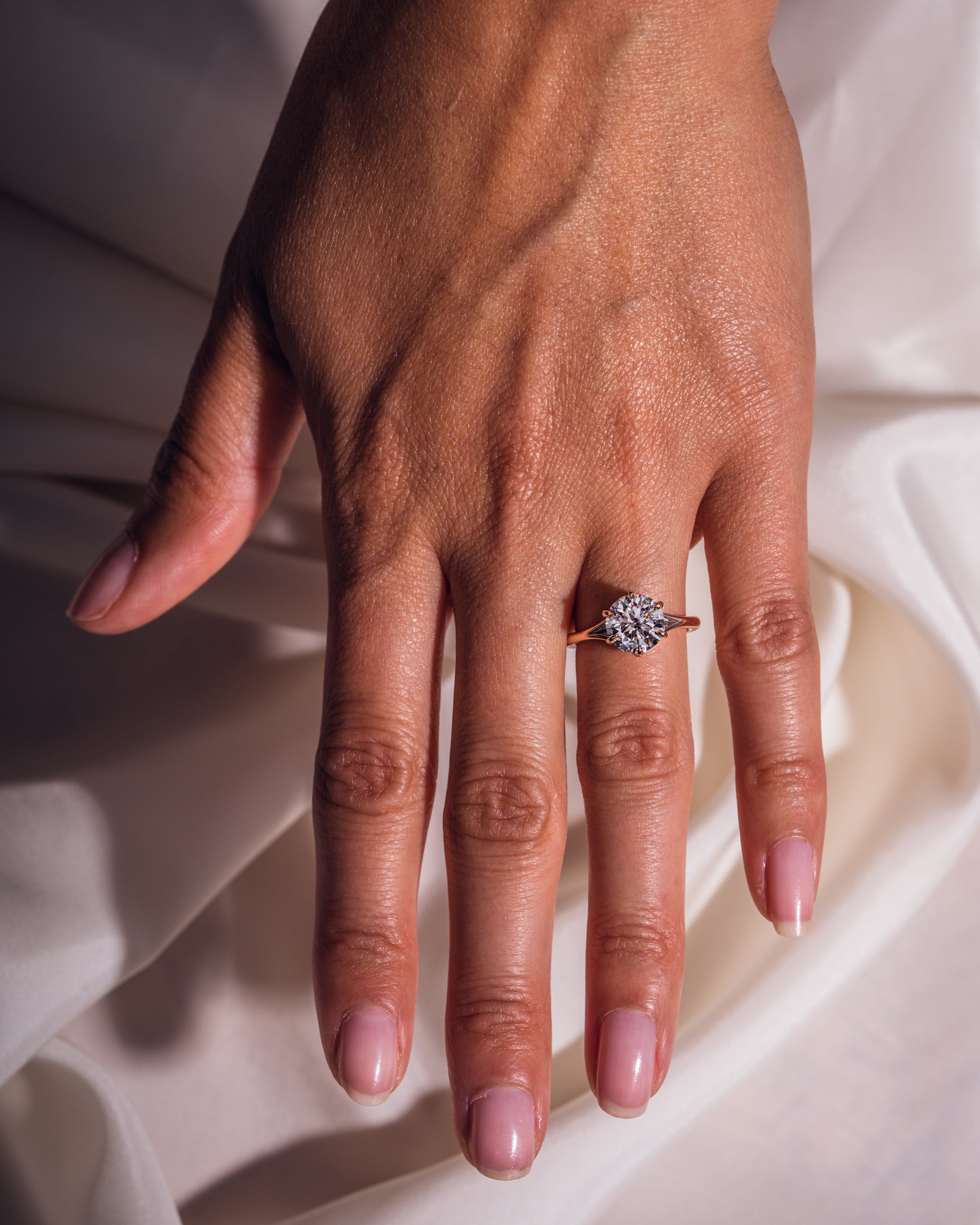 1.90 CT Round F/VS2 CVD Diamond Solitaire Split Shank Style Engagement Ring - Camila Brown