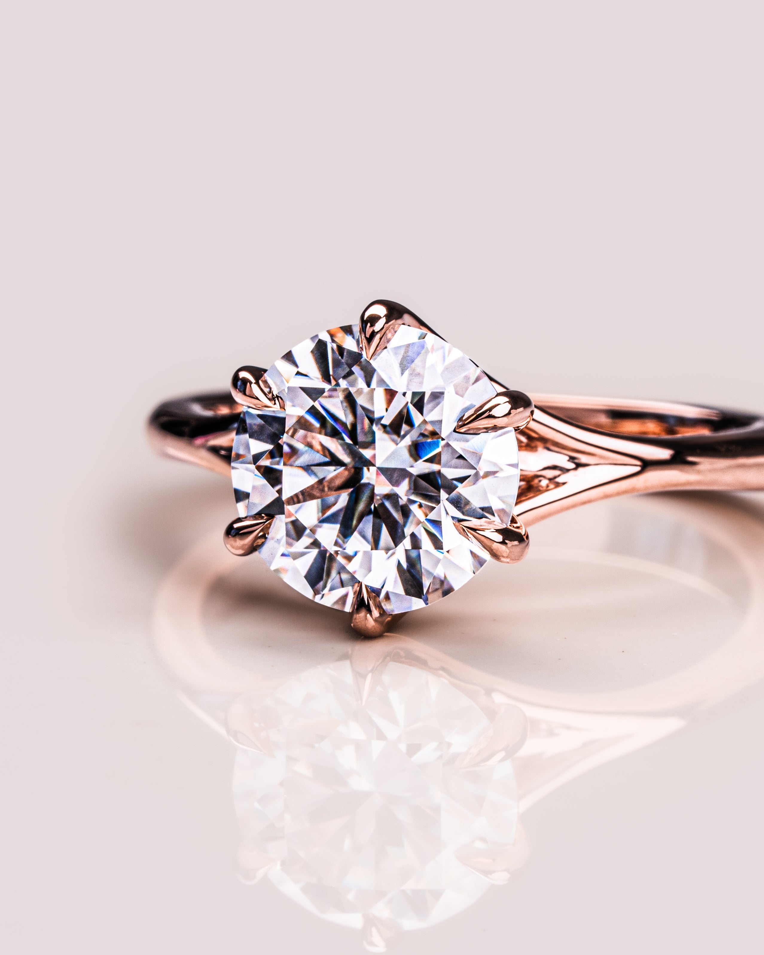 1.90 CT Round F/VS2 CVD Diamond Solitaire Split Shank Style Engagement Ring - Camila Brown