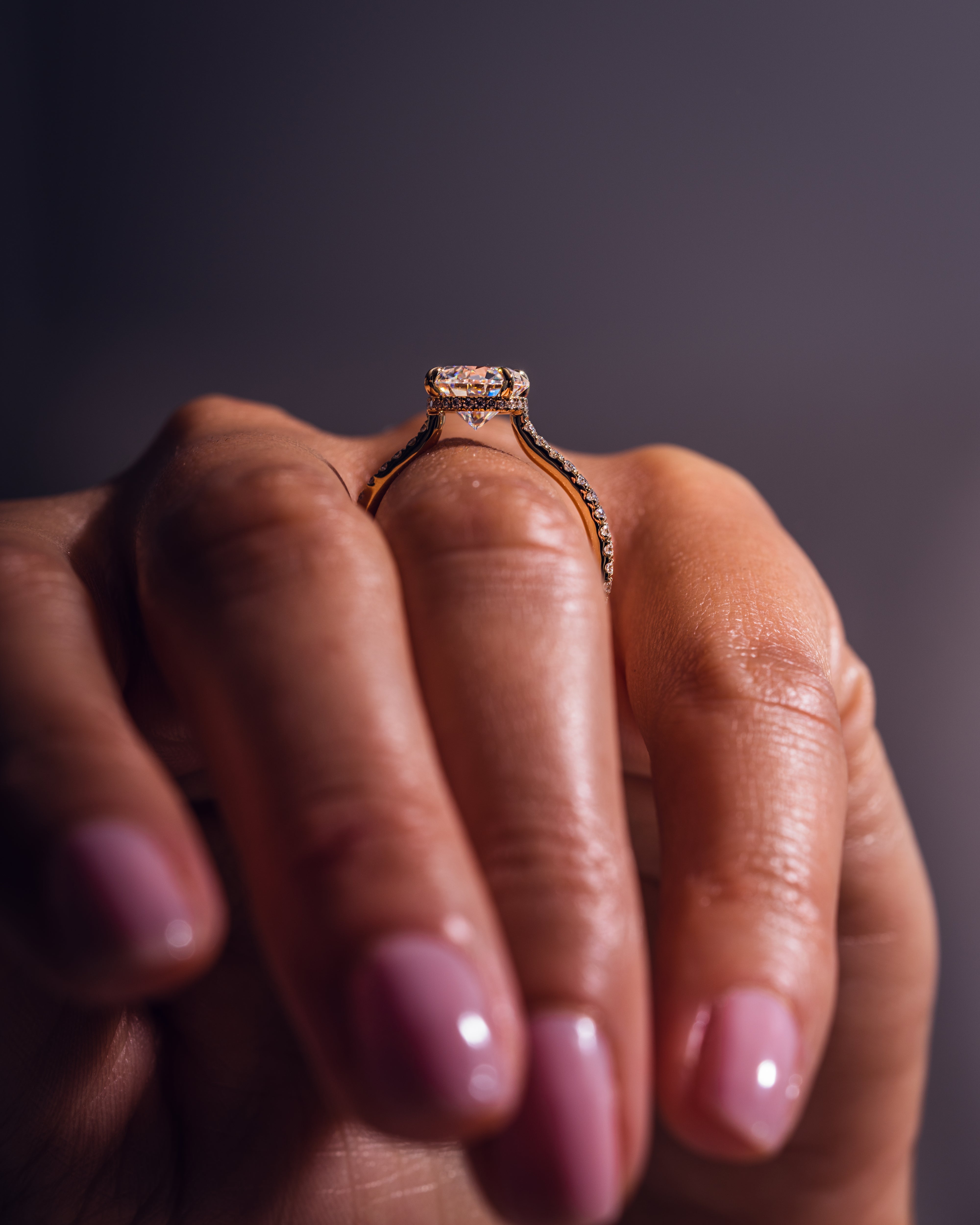 1.26 - 3.25 CT Round E/VS1 CVD Diamond Hidden Halo Engagement Ring - Camila Brown