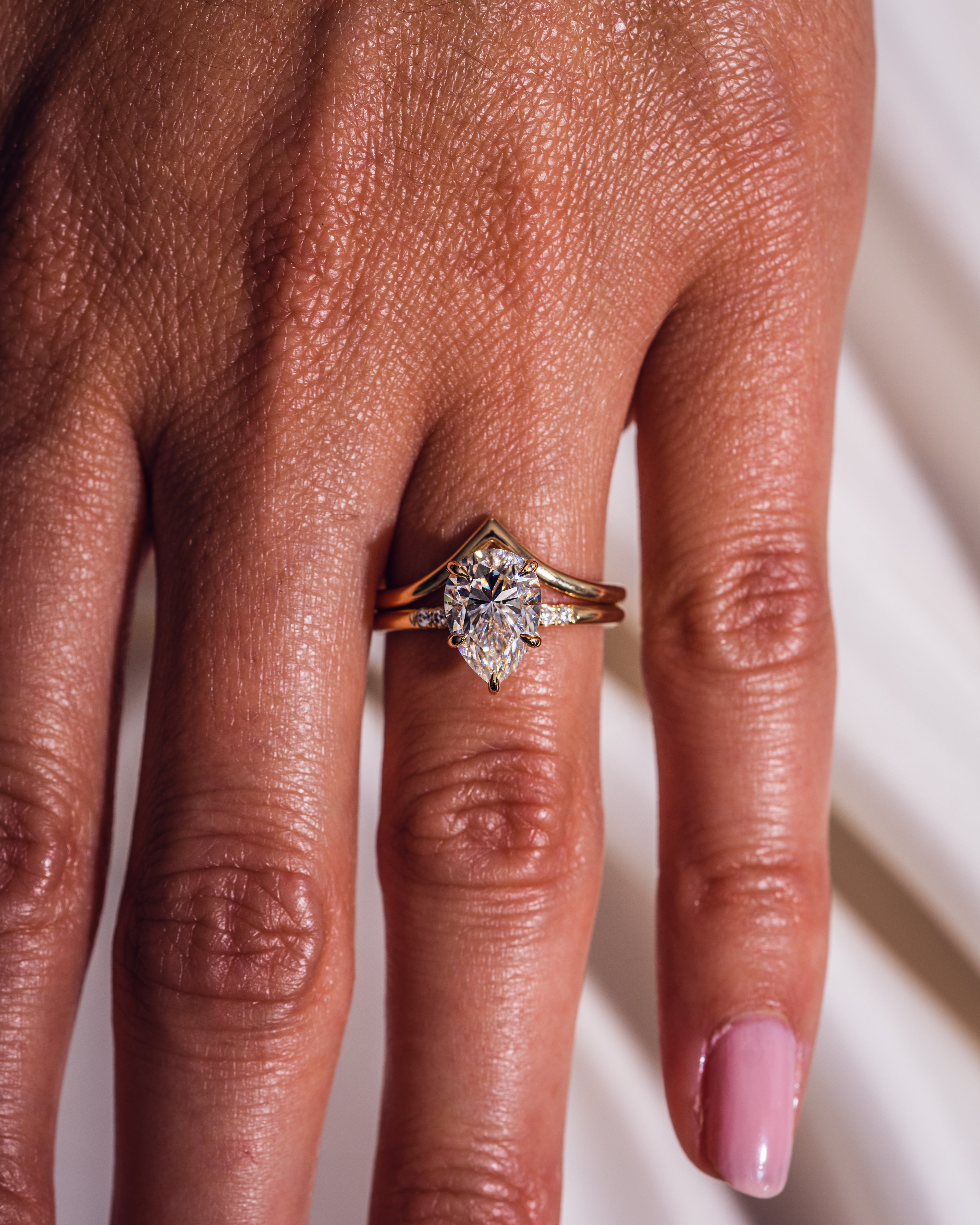 V Shaped Stacking Plain Curved Wedding Band - Camila Brown