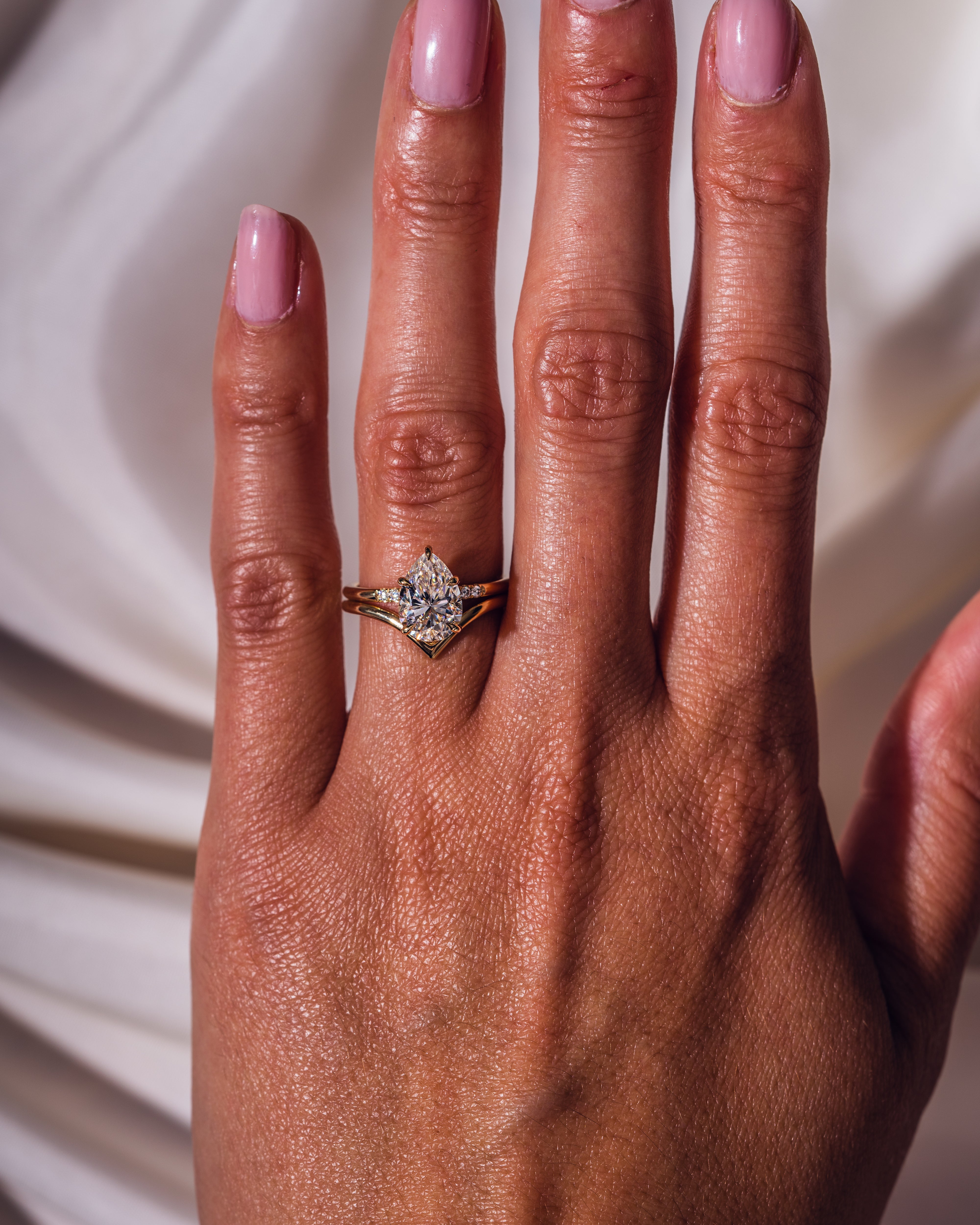 V Shaped Stacking Plain Curved Wedding Band - Camila Brown