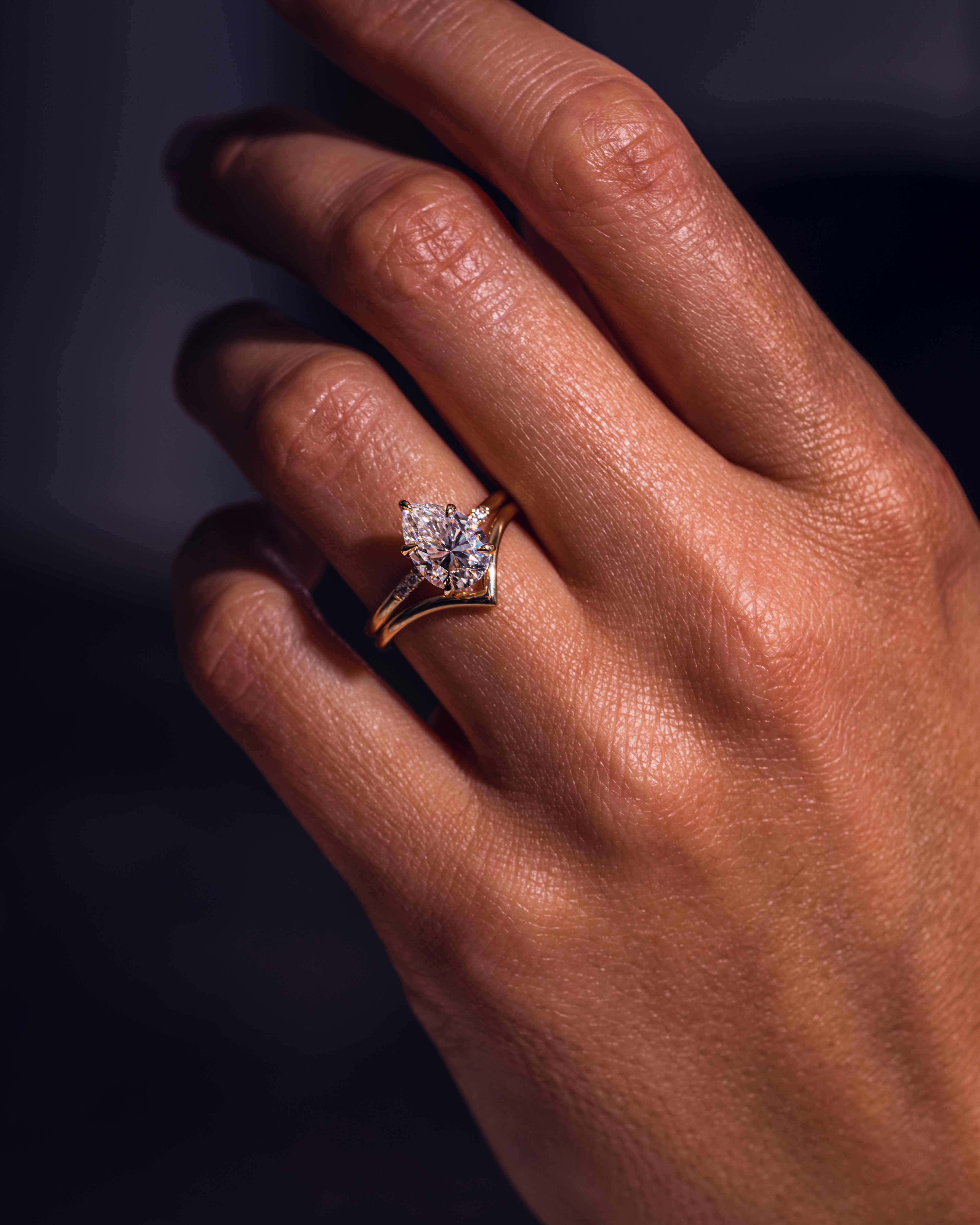 V Shaped Stacking Plain Curved Wedding Band - Camila Brown