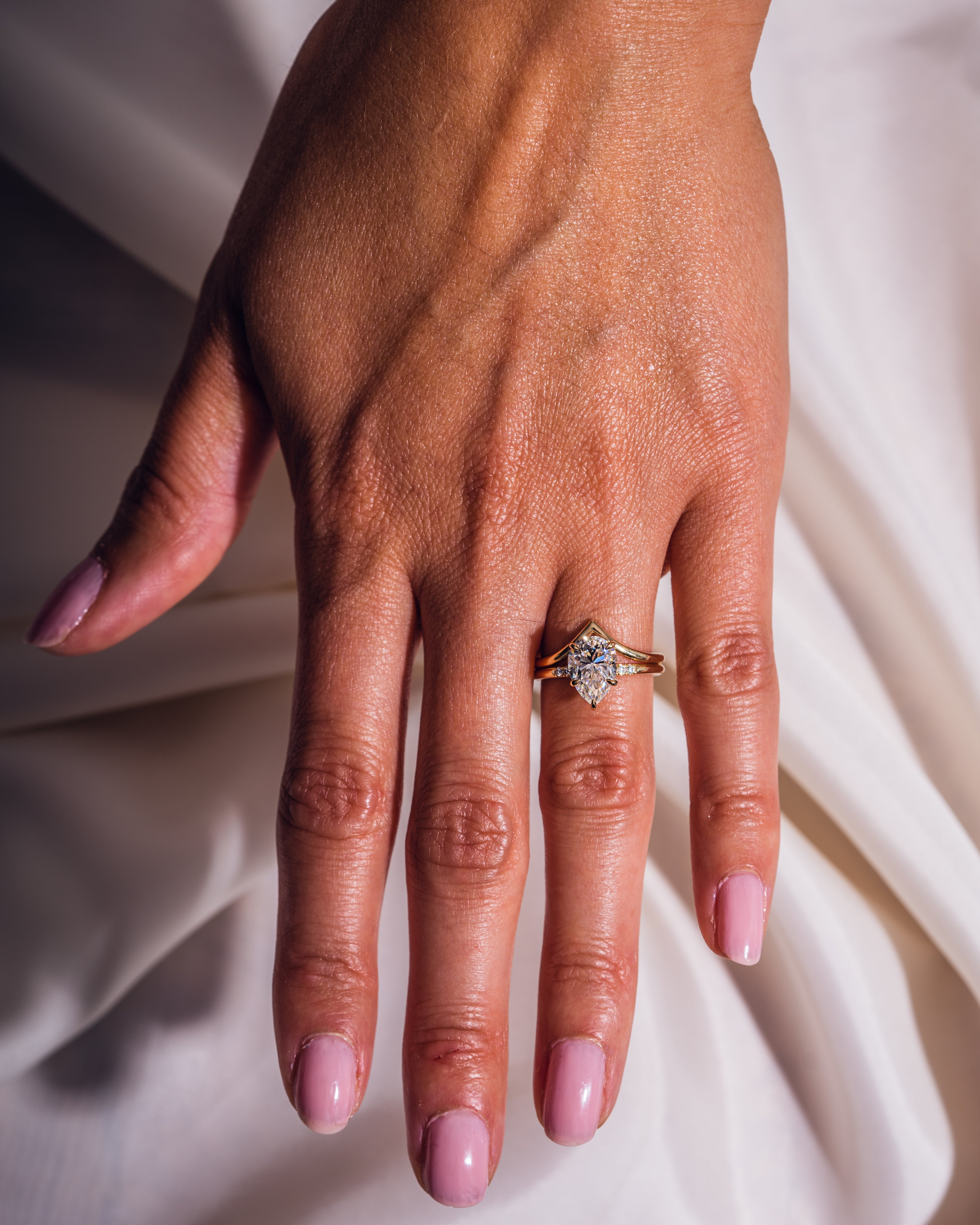 V Shaped Stacking Plain Curved Wedding Band - Camila Brown