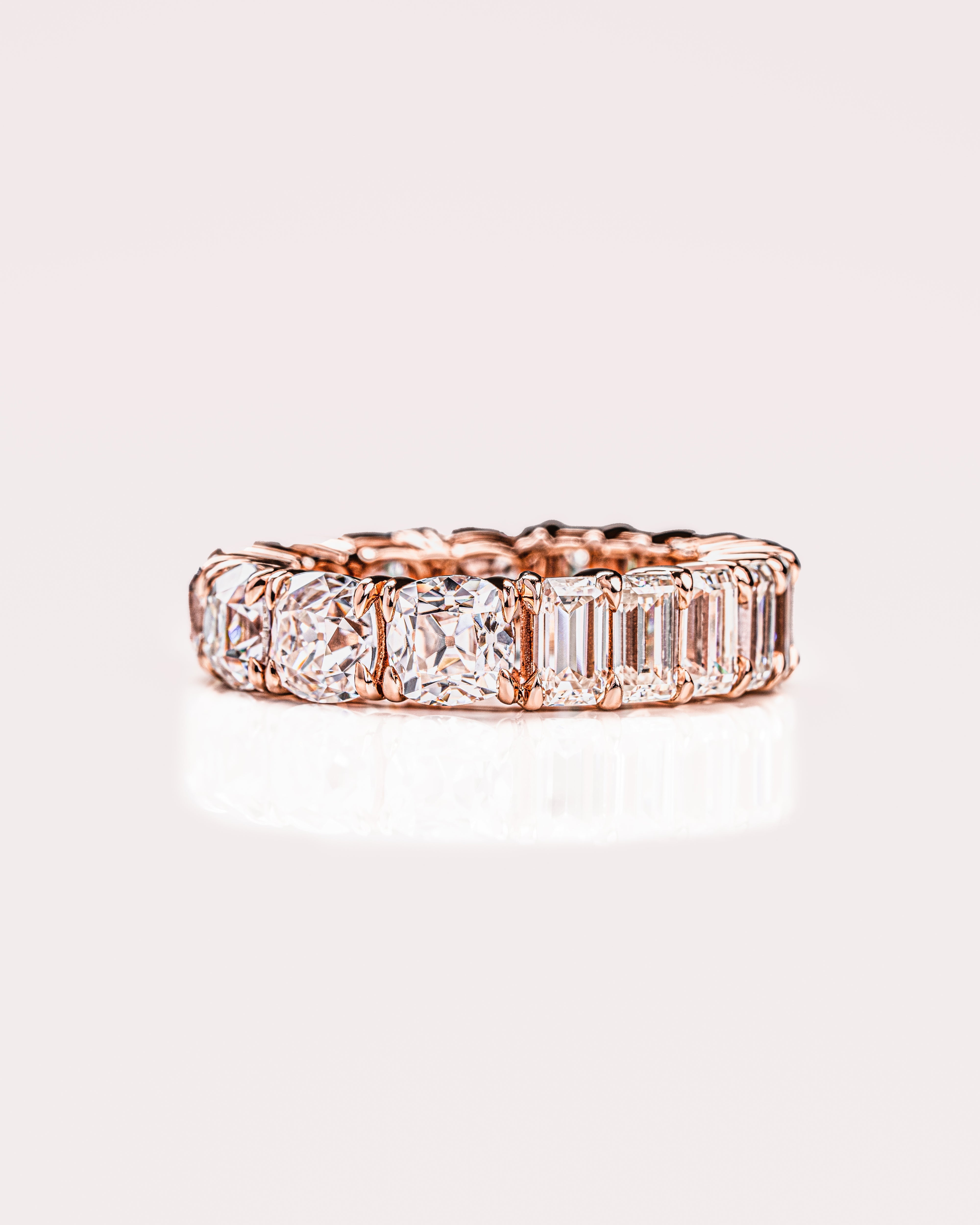 8.90 TCW Emerald & Cushion CVD Diamond Full Eternity Wedding Band - Camila Brown