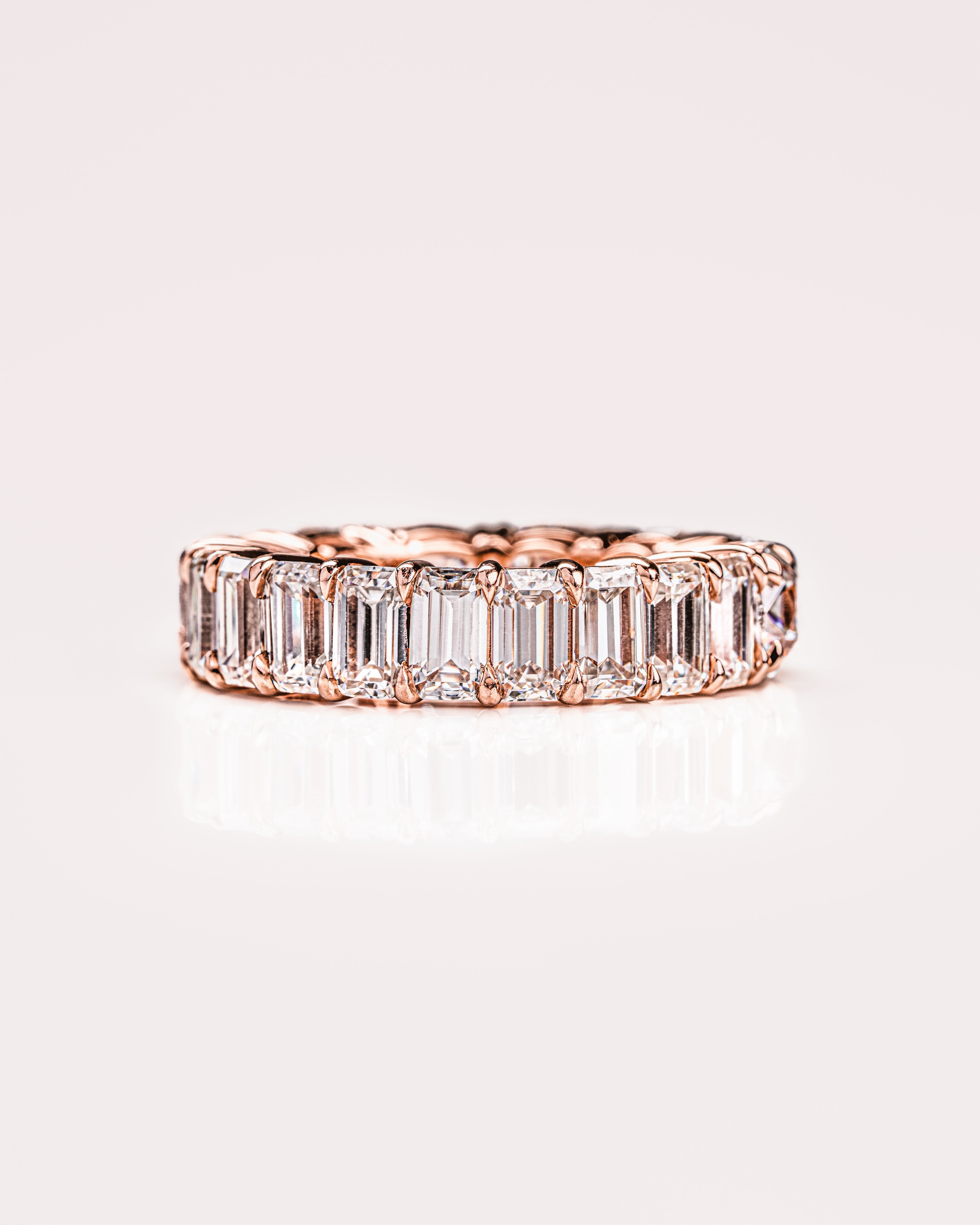 8.90 TCW Emerald & Cushion CVD Diamond Full Eternity Wedding Band - Camila Brown