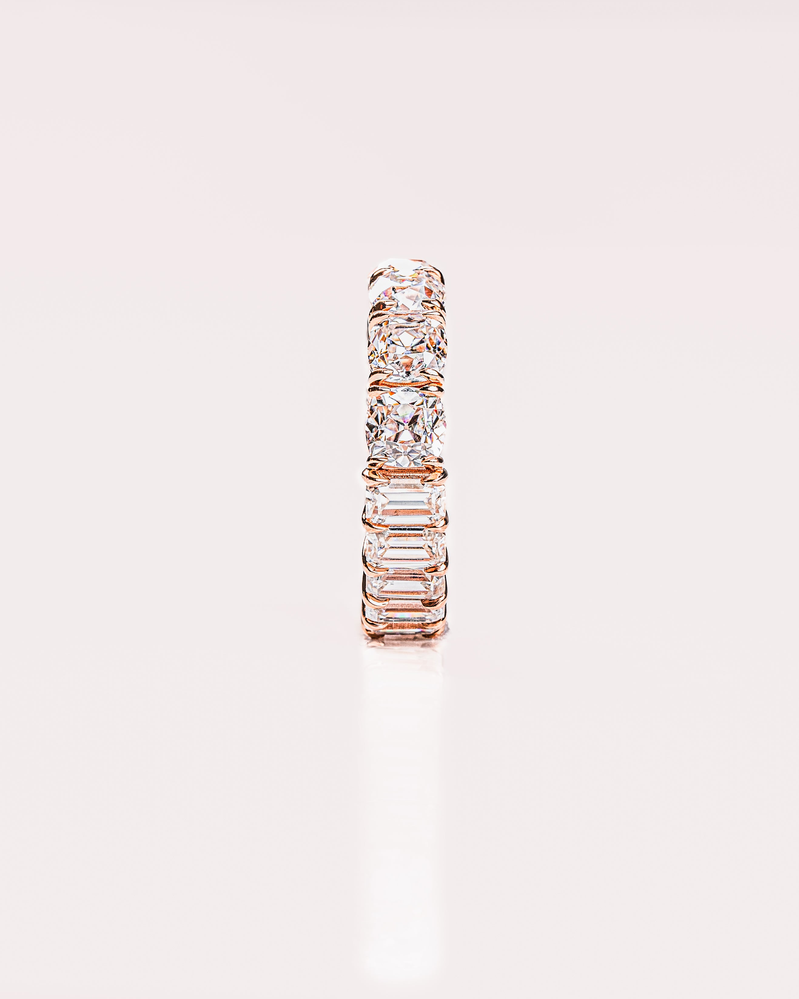8.90 TCW Emerald & Cushion CVD Diamond Full Eternity Wedding Band - Camila Brown