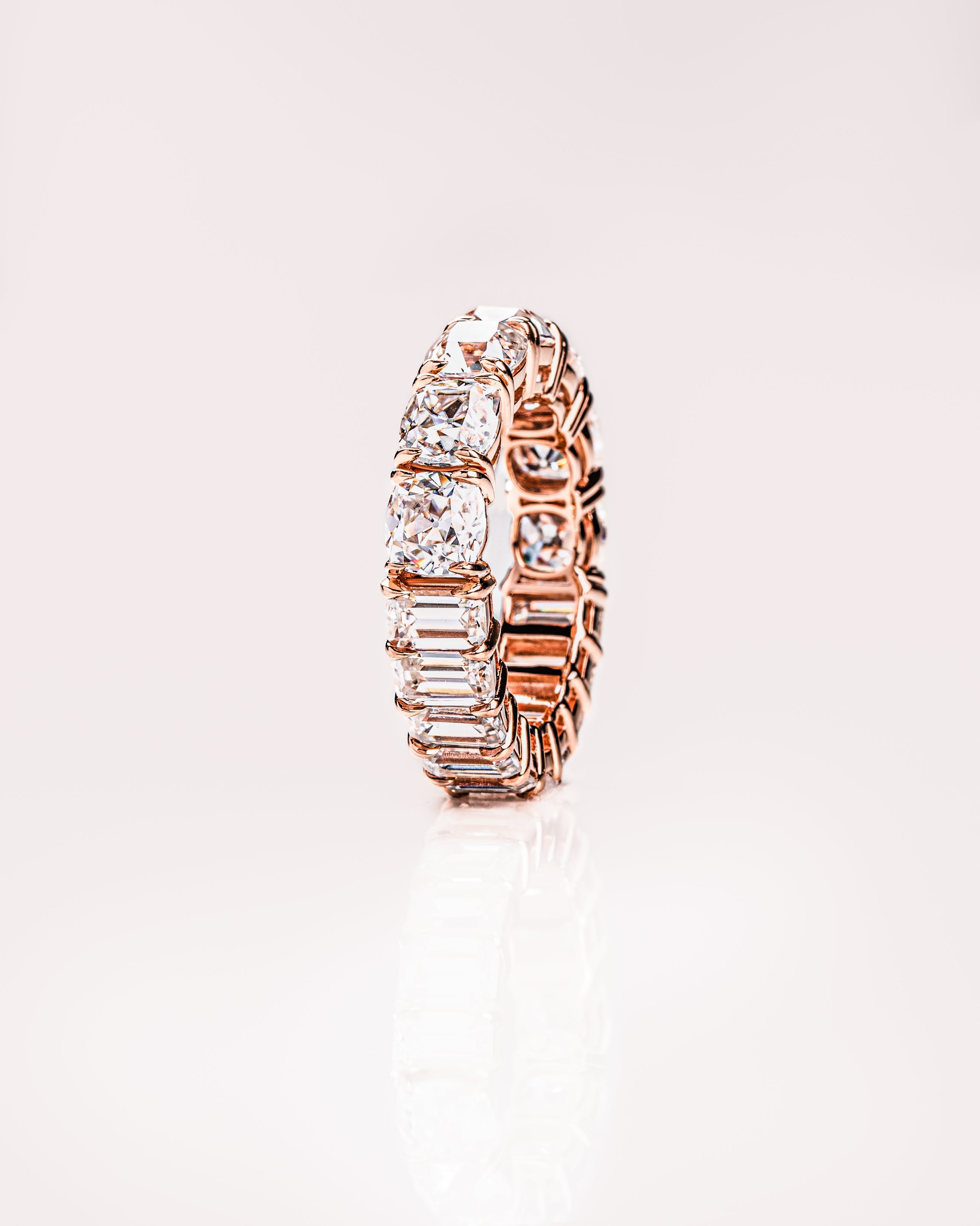 8.90 TCW Emerald & Cushion CVD Diamond Full Eternity Wedding Band - Camila Brown