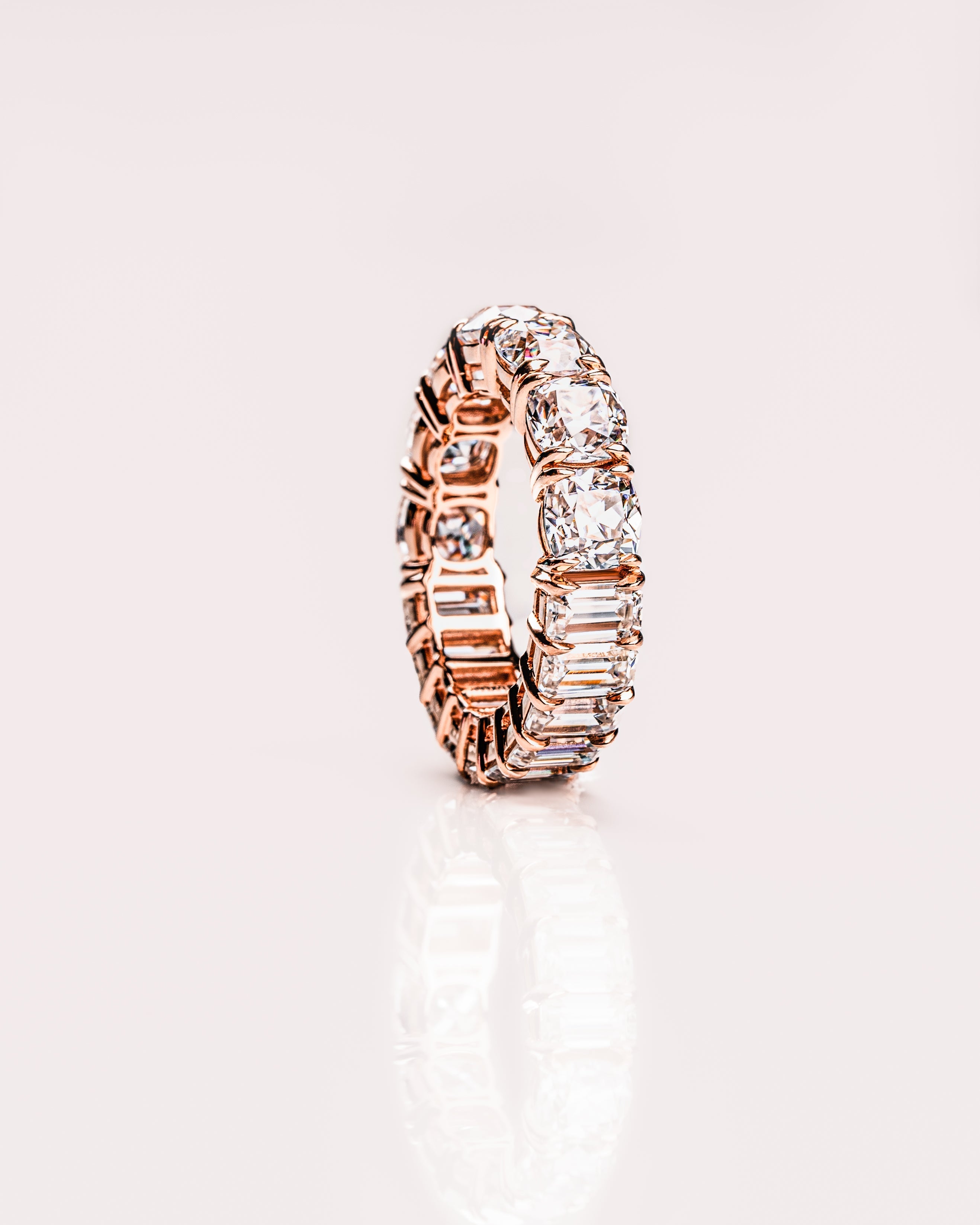 8.90 TCW Emerald & Cushion CVD Diamond Full Eternity Wedding Band - Camila Brown