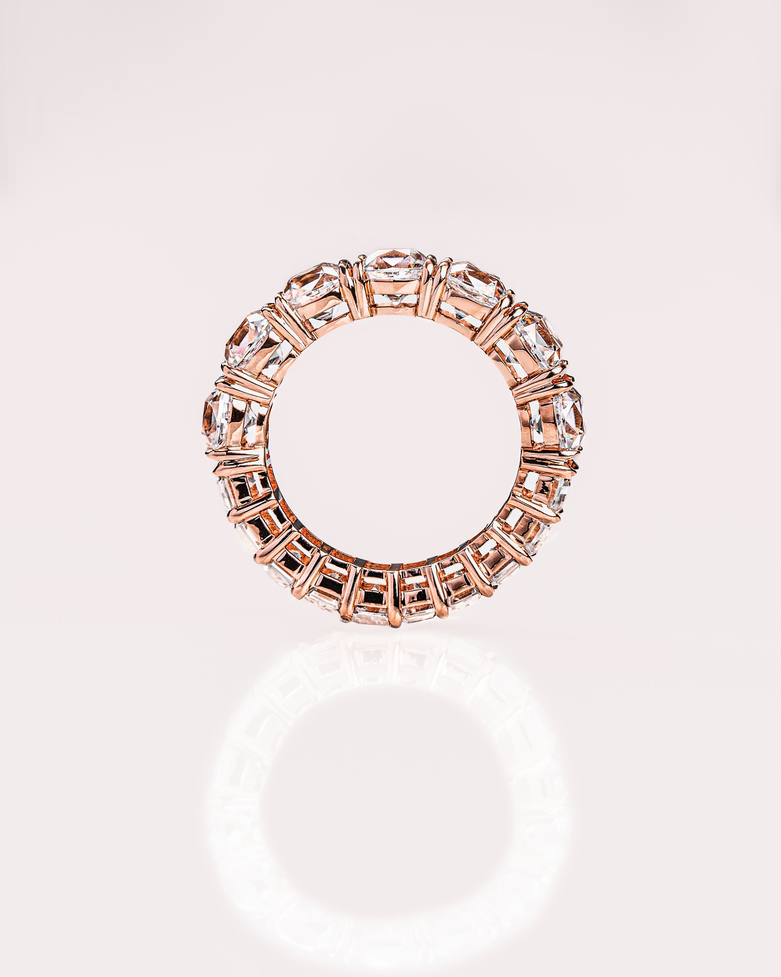 8.90 TCW Emerald & Cushion CVD Diamond Full Eternity Wedding Band - Camila Brown