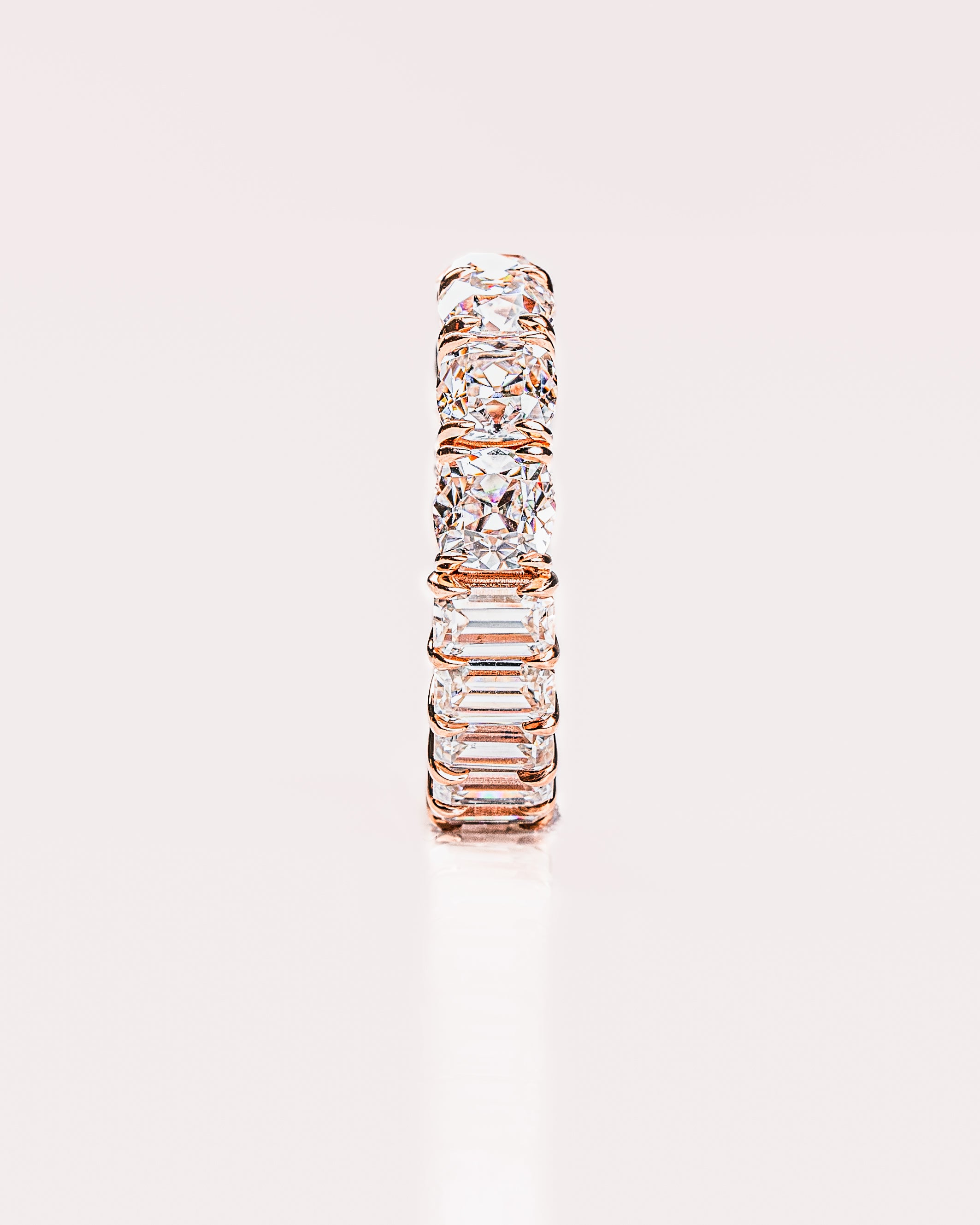8.90 TCW Emerald & Cushion CVD Diamond Full Eternity Wedding Band - Camila Brown
