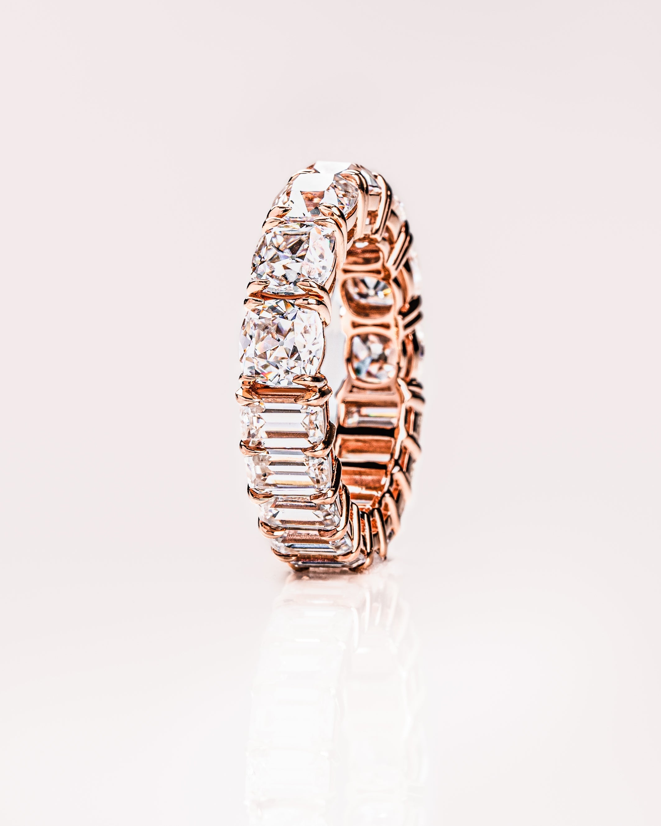 8.90 TCW Emerald & Cushion CVD Diamond Full Eternity Wedding Band - Camila Brown