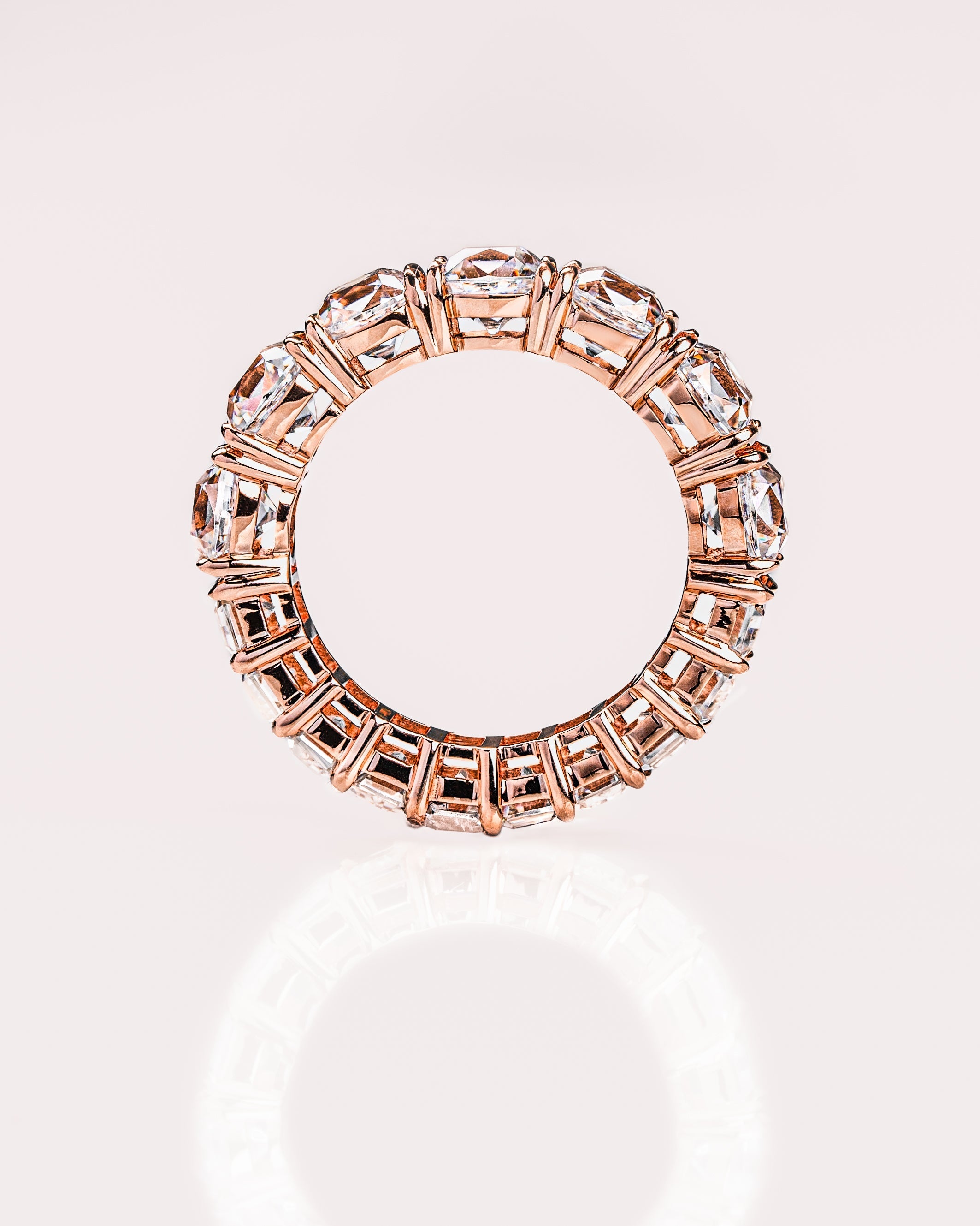 8.90 TCW Emerald & Cushion CVD Diamond Full Eternity Wedding Band - Camila Brown