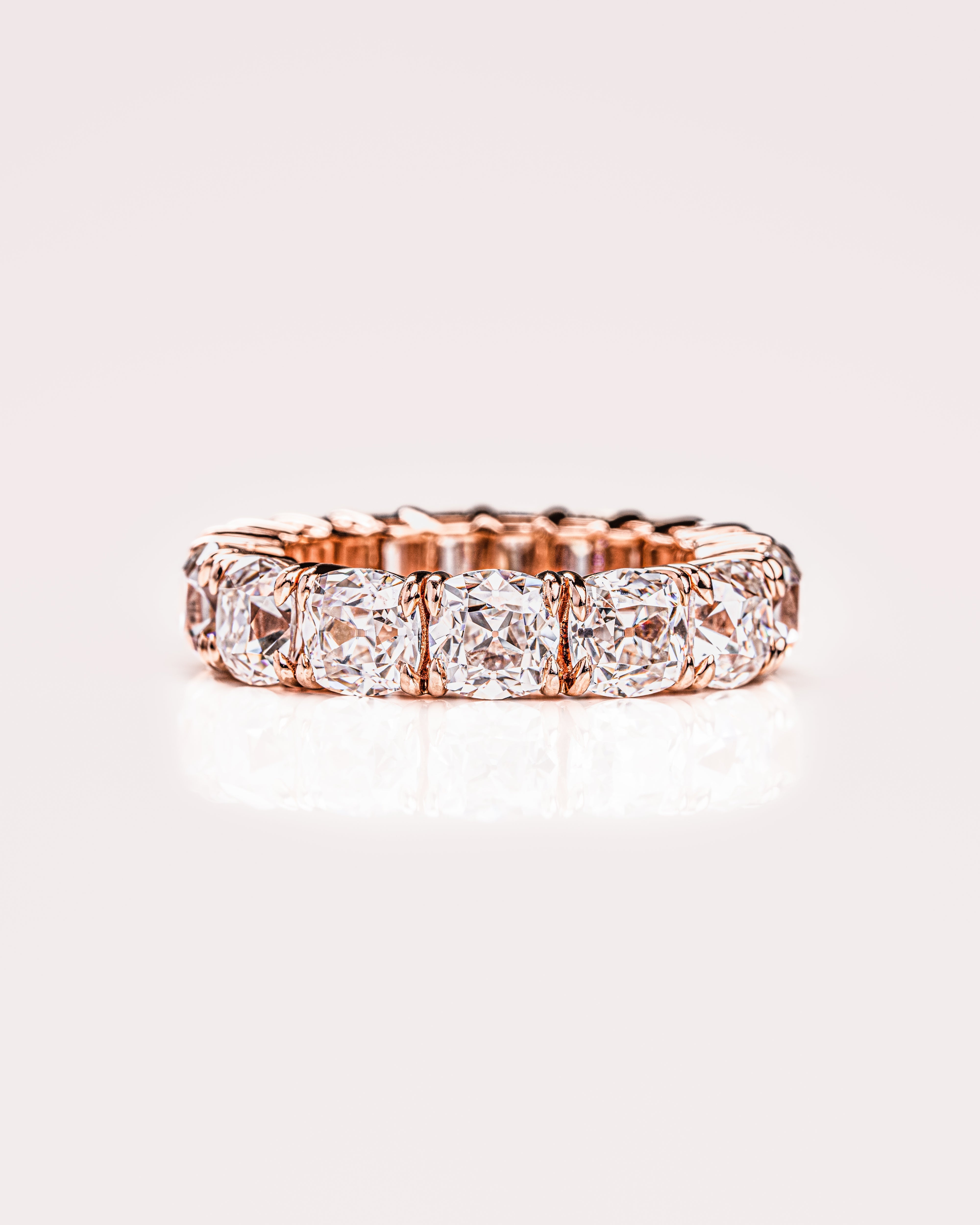 8.90 TCW Emerald & Cushion CVD Diamond Full Eternity Wedding Band - Camila Brown