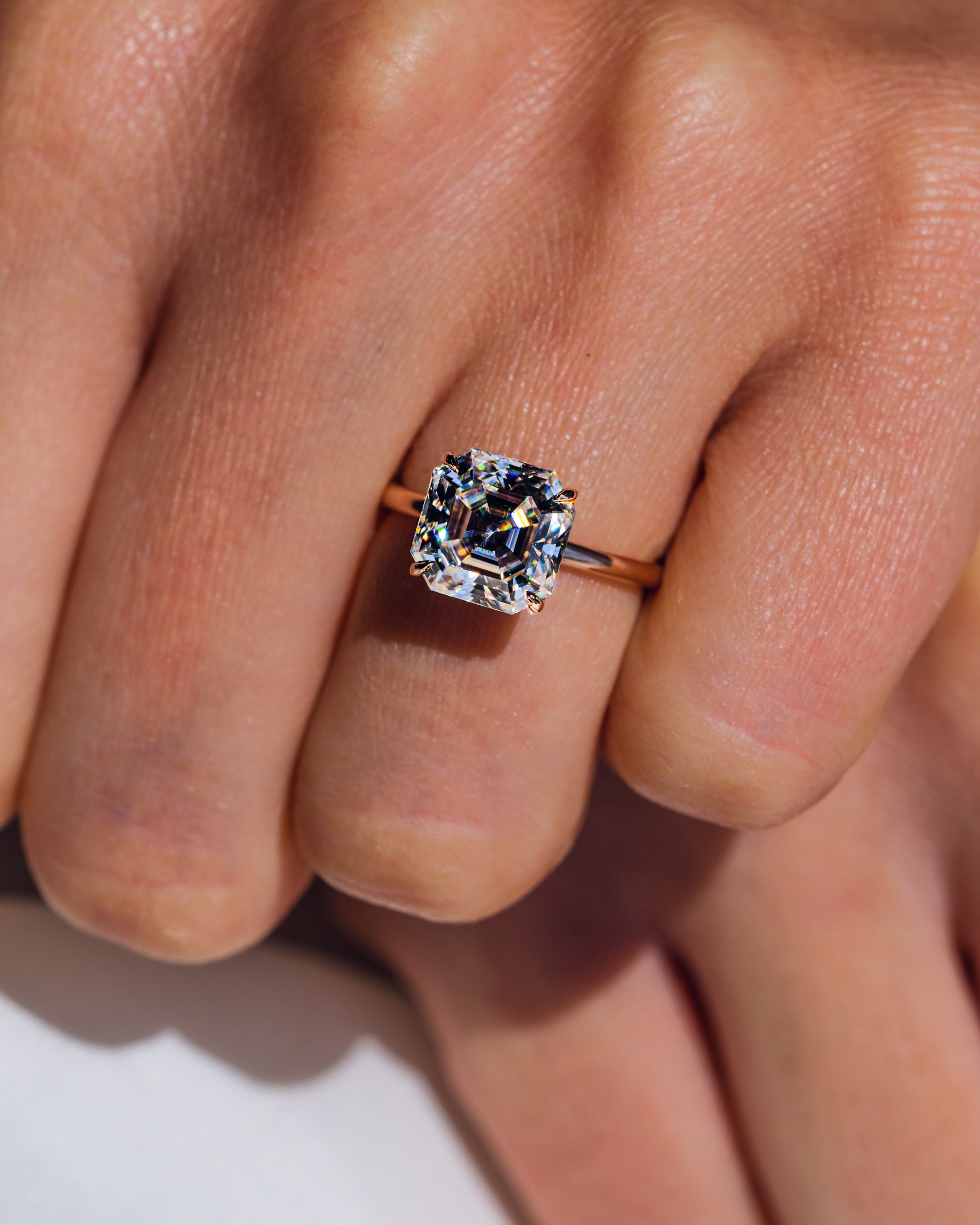 1.20-3.20 CT Asscher F/VS2 CVD Diamond Solitaire Engagement Ring - Camila Brown