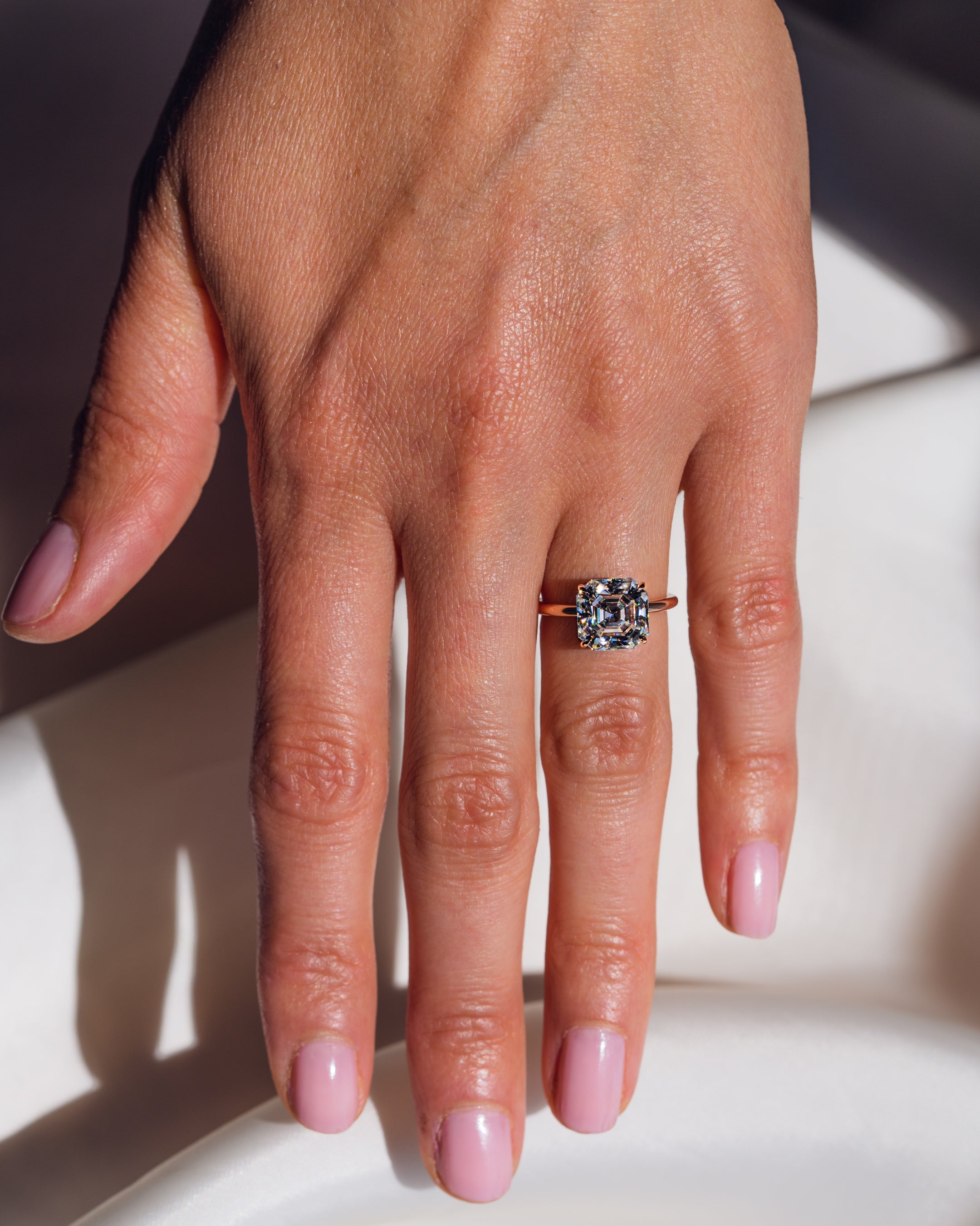 1.20-3.20 CT Asscher F/VS2 CVD Diamond Solitaire Engagement Ring - Camila Brown