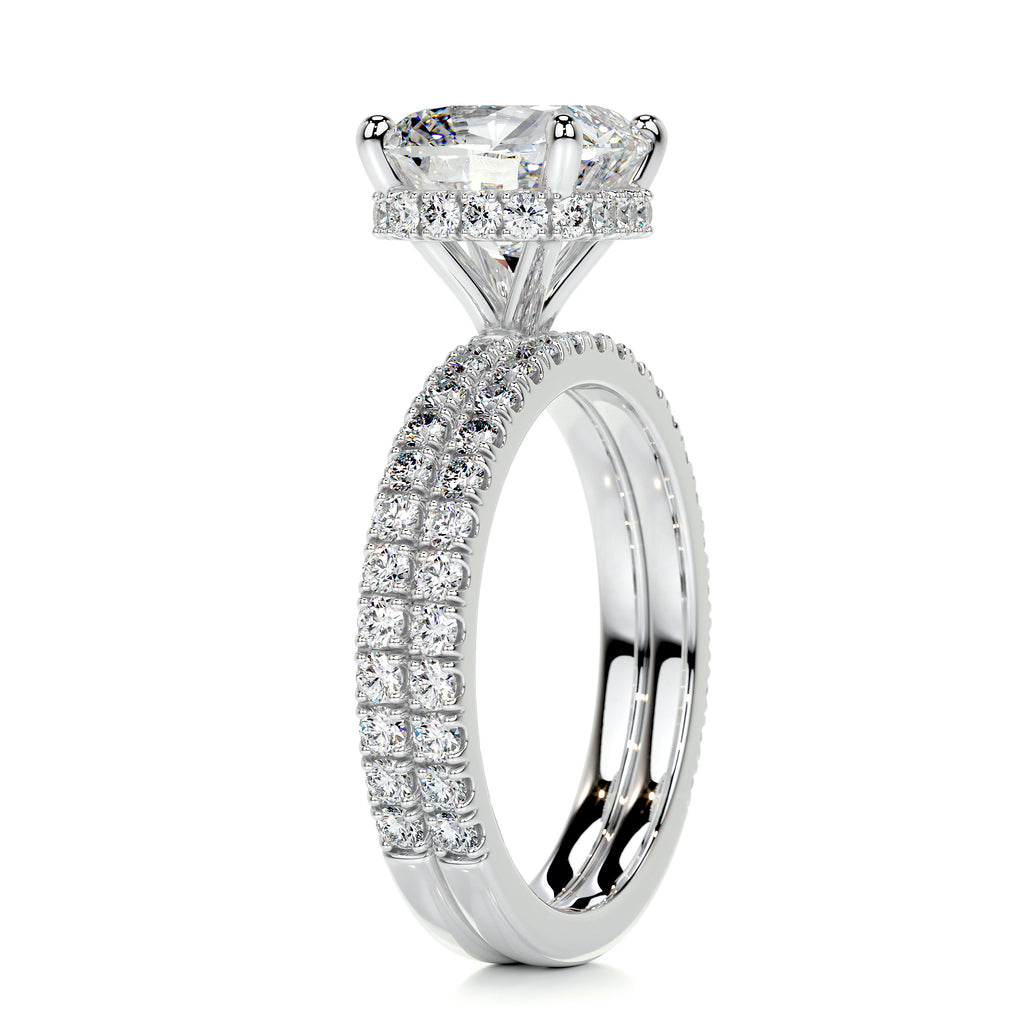 2.0 CT Cushion Hidden Halo & Pave F-VS Loose Diamond Bridal Set - Camila Brown
