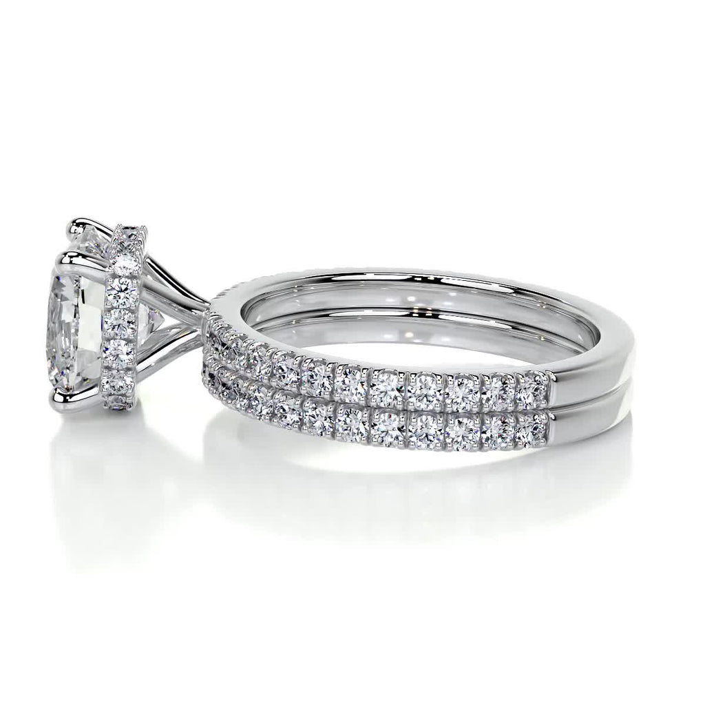 2.0 CT Cushion Hidden Halo & Pave F-VS Loose Diamond Bridal Set - Camila Brown