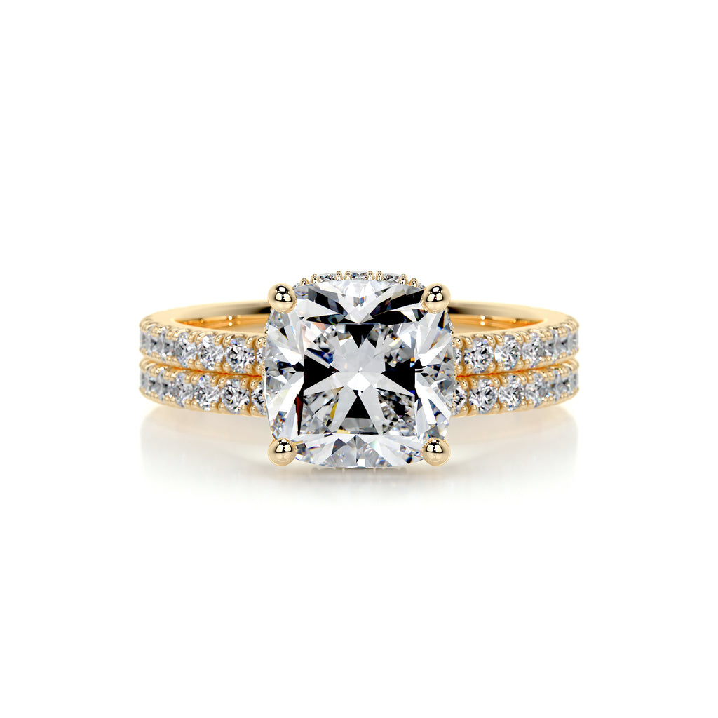 2.0 CT Cushion Hidden Halo & Pave F-VS Loose Diamond Bridal Set - Camila Brown