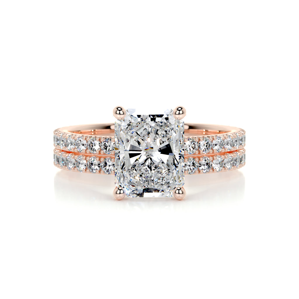 1.50 CT Radiant Solitaire & Pave F-VS Loose Diamond Bridal Set - Camila Brown
