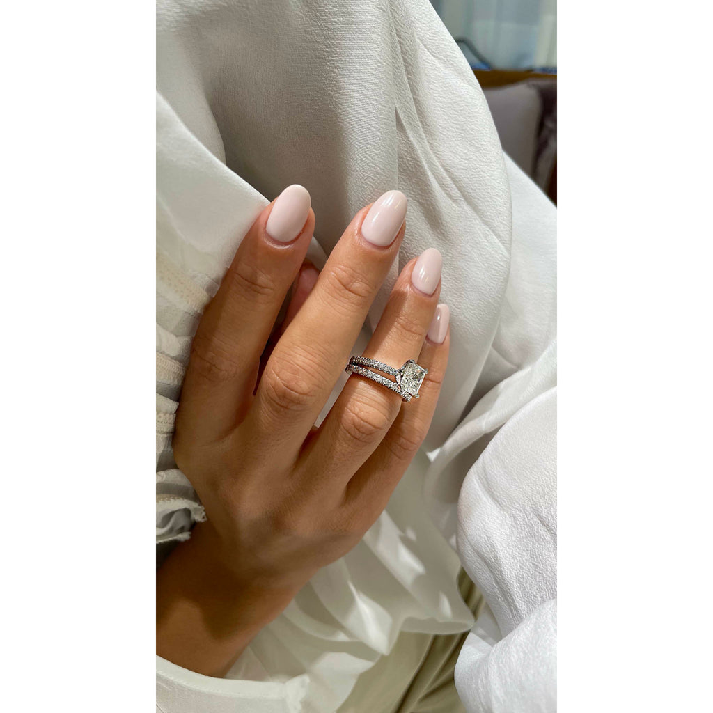 1.50 CT Radiant Solitaire & Pave F-VS Loose Diamond Bridal Set - Camila Brown