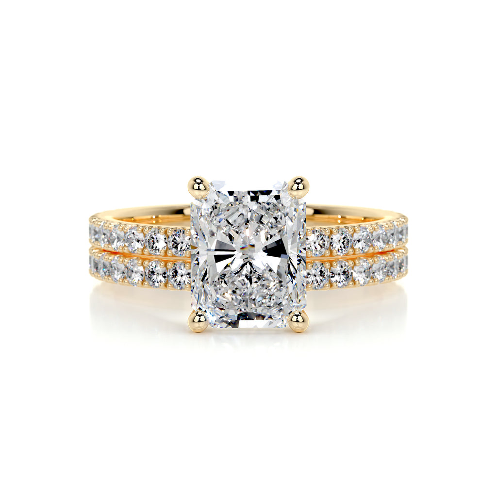 1.50 CT Radiant Solitaire & Pave F-VS Loose Diamond Bridal Set - Camila Brown