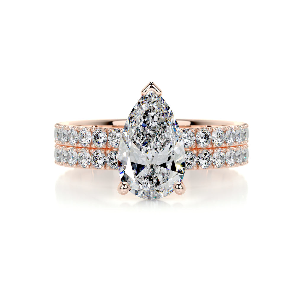 2.0 CT Pear Solitaire & Pave F-VS Loose Diamond Bridal Set - Camila Brown