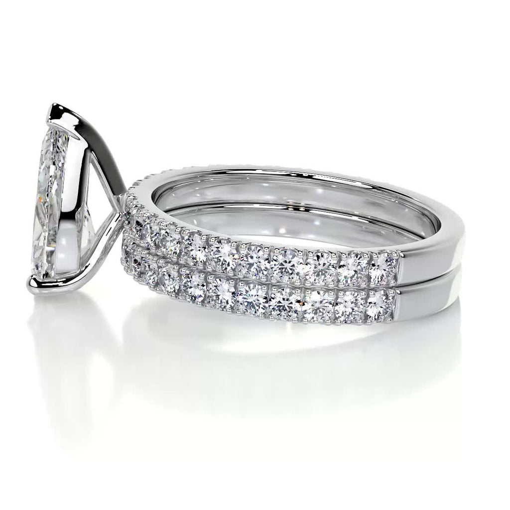2.0 CT Pear Solitaire & Pave F-VS Loose Diamond Bridal Set - Camila Brown