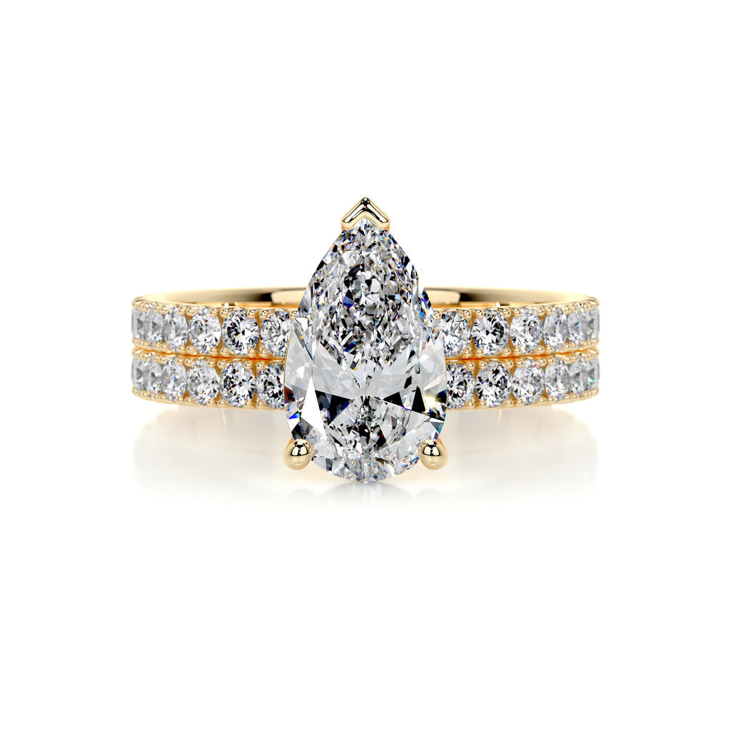 2.0 CT Pear Solitaire & Pave F-VS Loose Diamond Bridal Set - Camila Brown