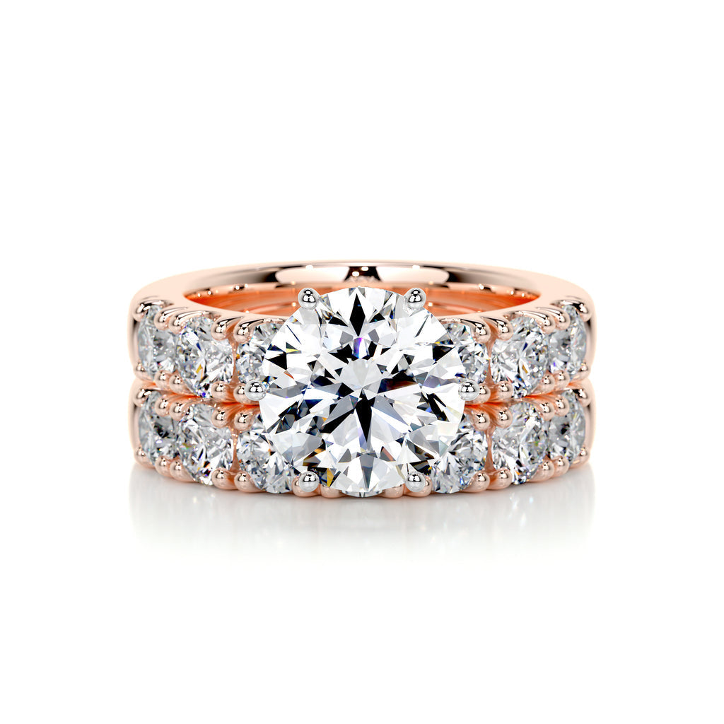 3.0 CT Round Solitaire & Pave F-VS Loose Diamond Bridal Set - Camila Brown