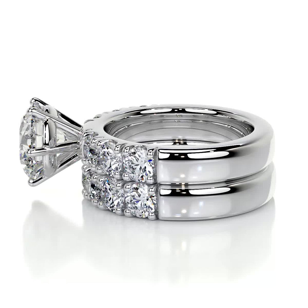 3.0 CT Round Solitaire & Pave F-VS Loose Diamond Bridal Set - Camila Brown
