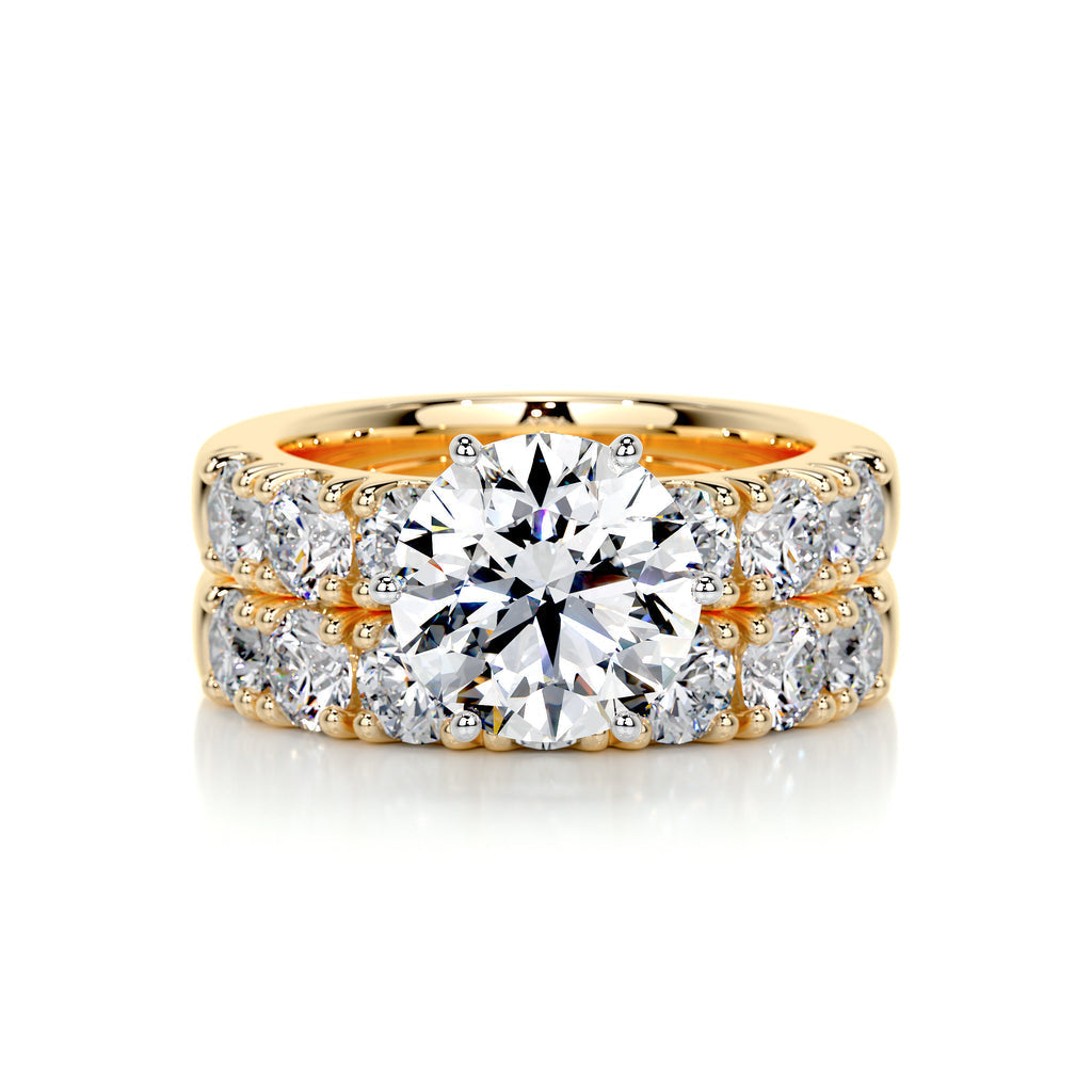 3.0 CT Round Solitaire & Pave F-VS Loose Diamond Bridal Set - Camila Brown