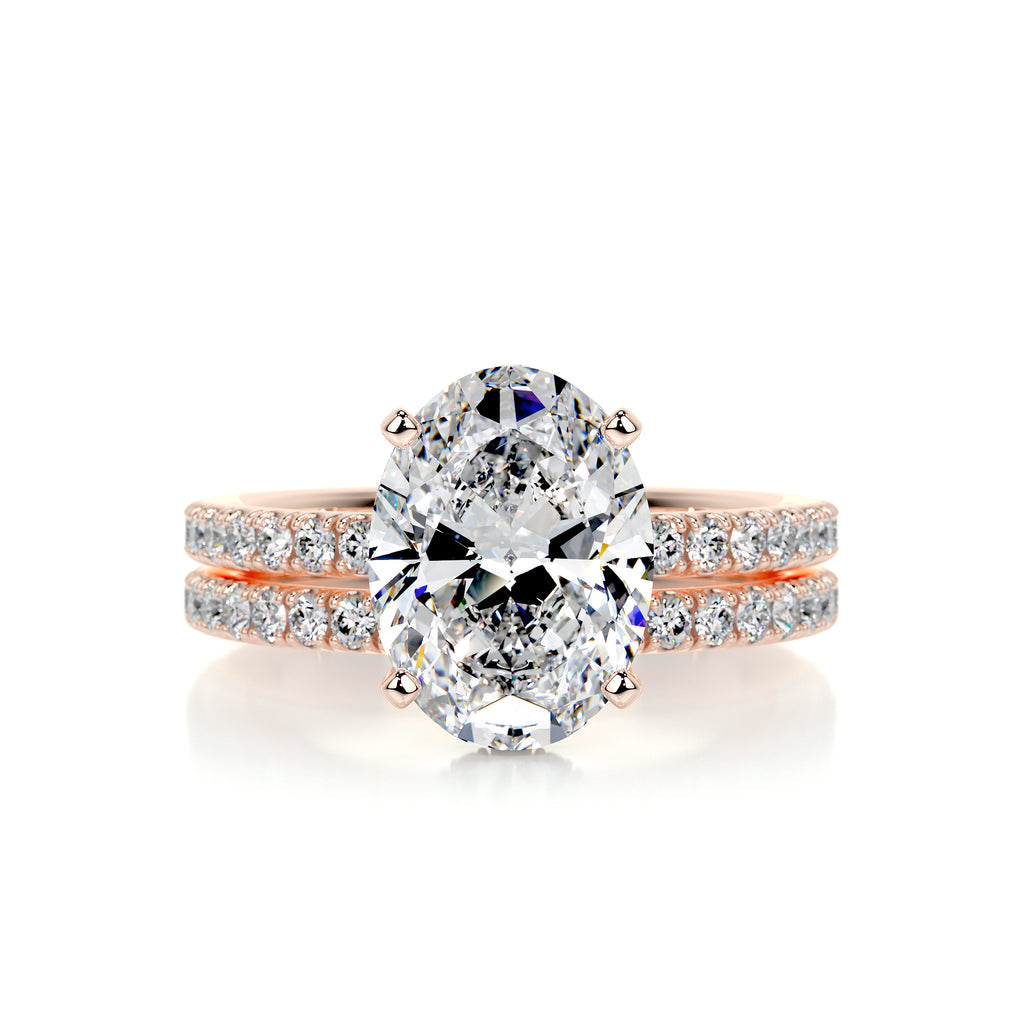 3.0 CT Oval Hidden Halo & Pave F-VS Loose Diamond Bridal Set - Camila Brown