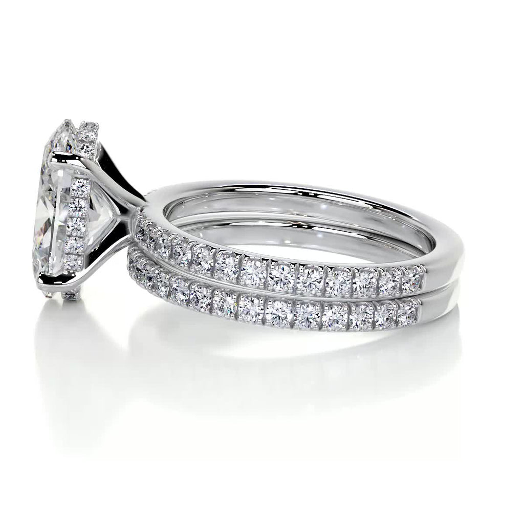 3.0 CT Oval Hidden Halo & Pave F-VS Loose Diamond Bridal Set - Camila Brown