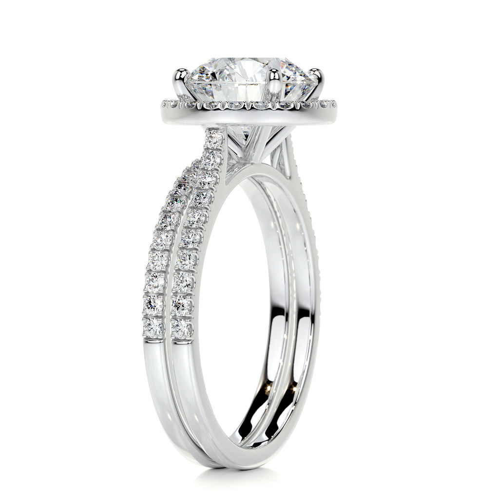 2.0 CT Round Halo & Pave F-VS Loose Diamond Bridal Set - Camila Brown