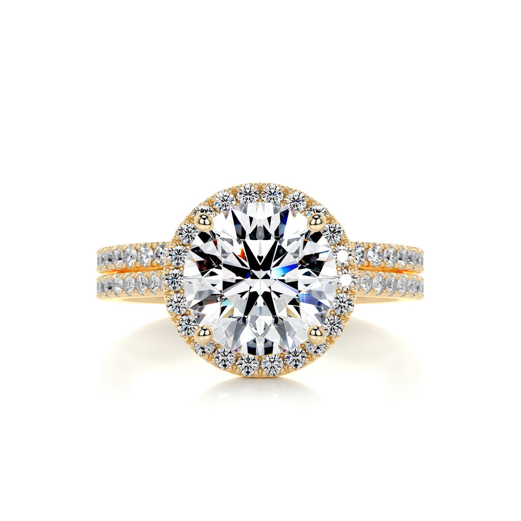2.0 CT Round Halo & Pave F-VS Loose Diamond Bridal Set - Camila Brown