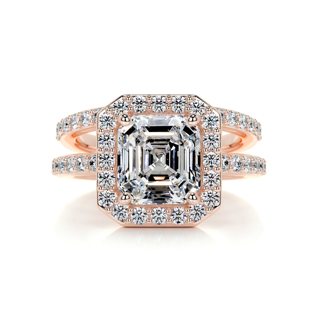 1.05 CT Asscher Halo & Pave F-VS Loose Diamond Bridal Set - Camila Brown