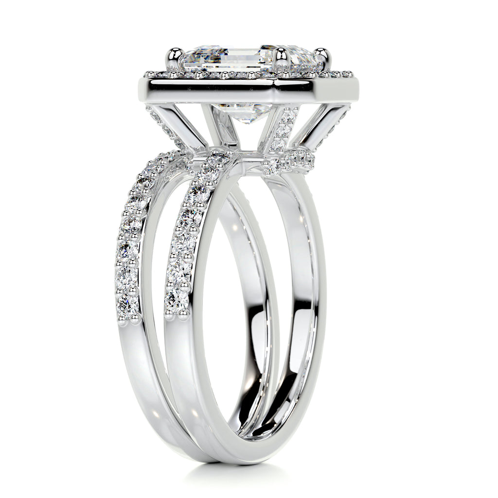 1.05 CT Asscher Halo & Pave F-VS Loose Diamond Bridal Set - Camila Brown