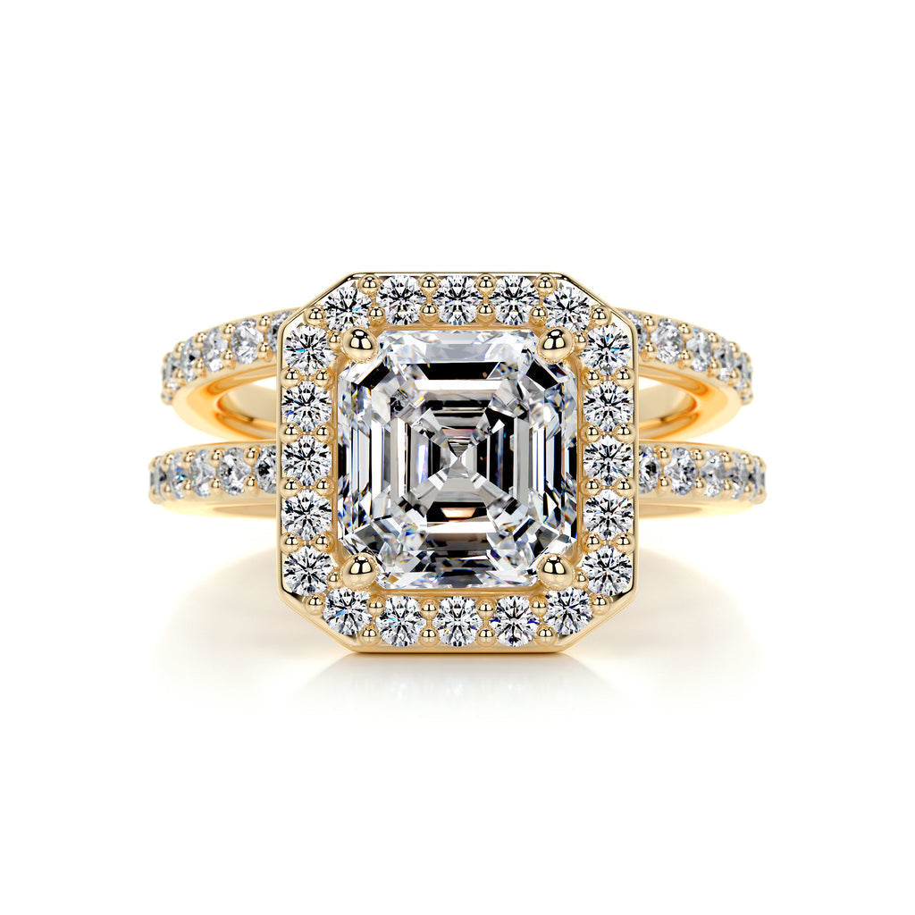 1.05 CT Asscher Halo & Pave F-VS Loose Diamond Bridal Set - Camila Brown